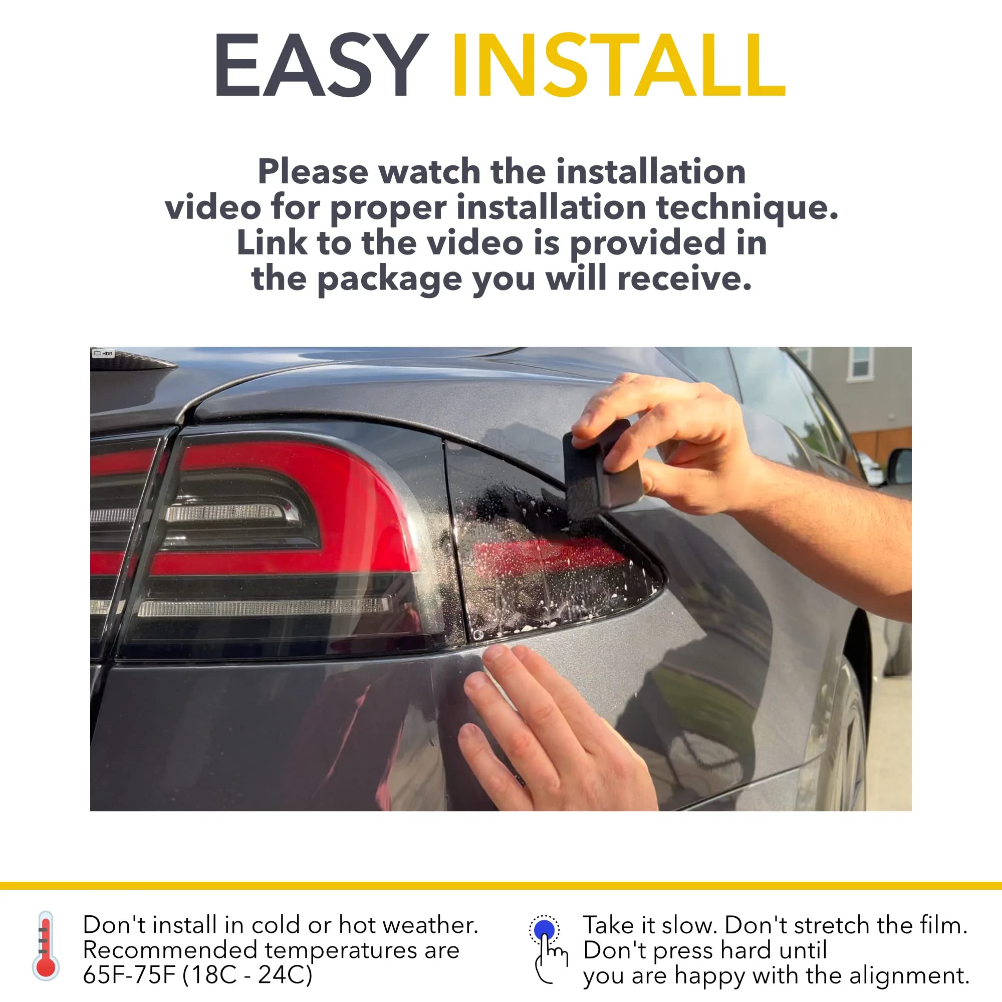 Smoke Tinted Tail Light PPF for Tesla Model S (2016-2021) - 8mil Durable Paint Protection Film, Light Smoke Taillamp Cover - Perfect for Night Driving & Car Customization Accessories