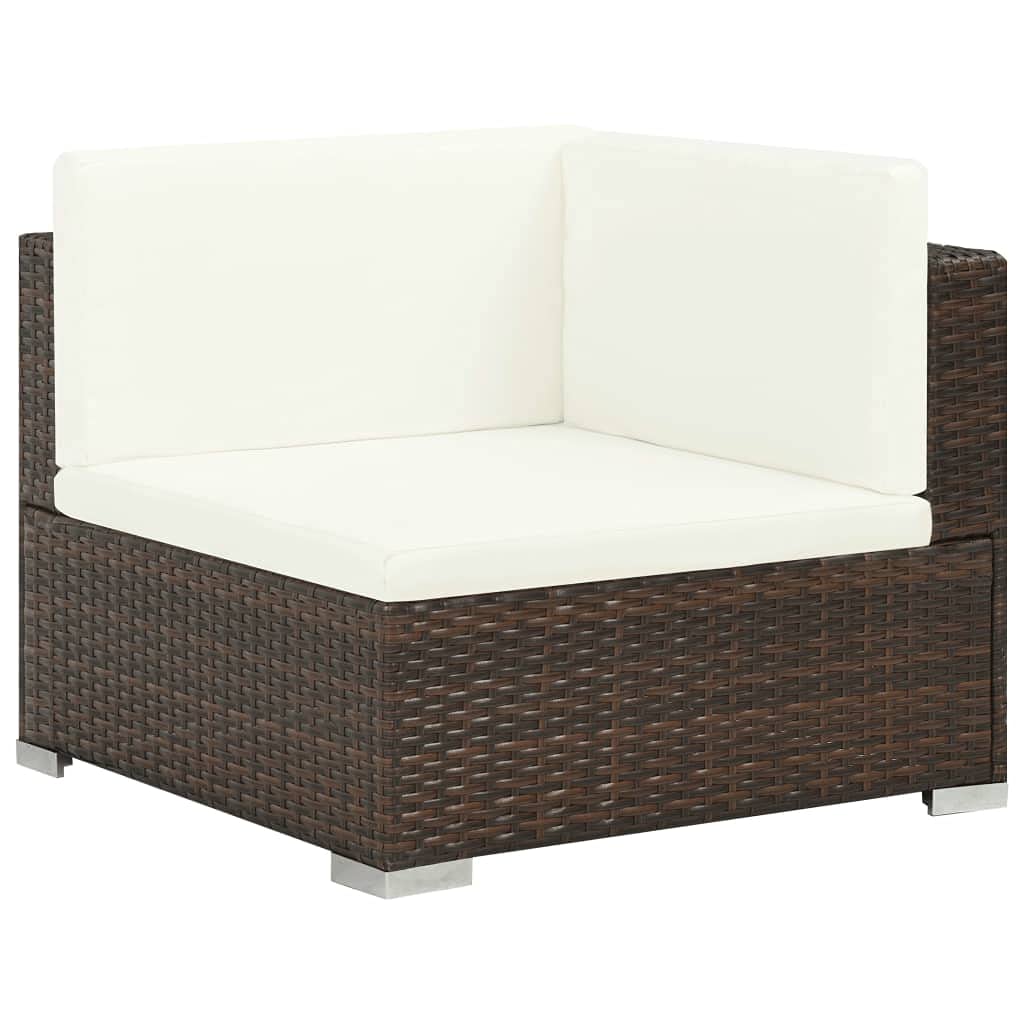 8-Piece Brown Poly Rattan Garden Lounge Set with Cushions - Outdoor Patio Sectional Sofa & Wicker Furniture for Backyard, Poolside or Terrace Relaxation