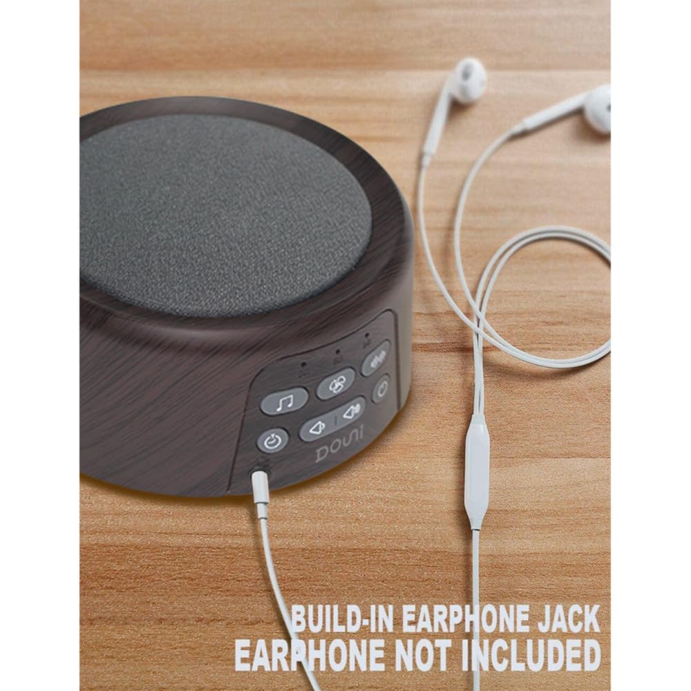White Noise Machine for Sleep & Relaxation - Portable Sound Machine with Timer, Memory Function & Soothing Sounds - Ideal for Babies, Adults, Nursery, Home Office & Travel - Natural Wood Grain Design - Perfect for Bedtime, Meditation & Noise Cancellation
