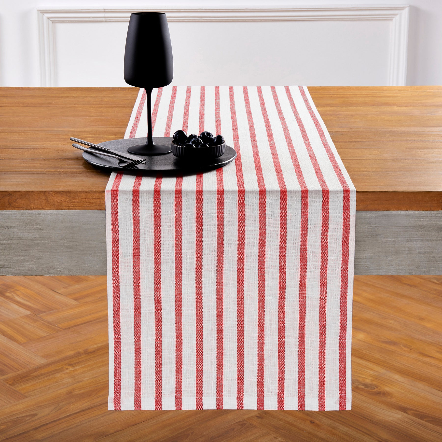 Madison Stripe Table Runner - Elegant Cotton Linen Dining Table Decor for Wedding, Party & Holiday Decorations