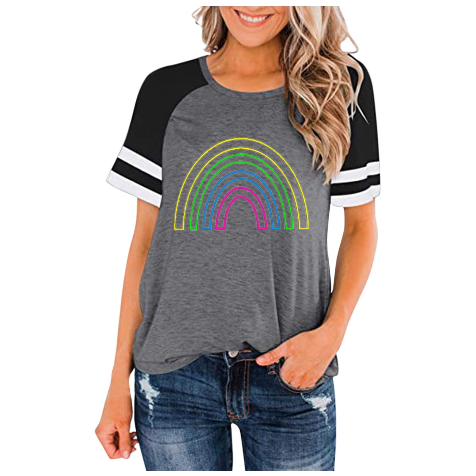 Stylish Women's Striped Round Neck Short Sleeve Tunic Blouse - Casual & Dressy Top for Work, Date Night & Everyday Wear