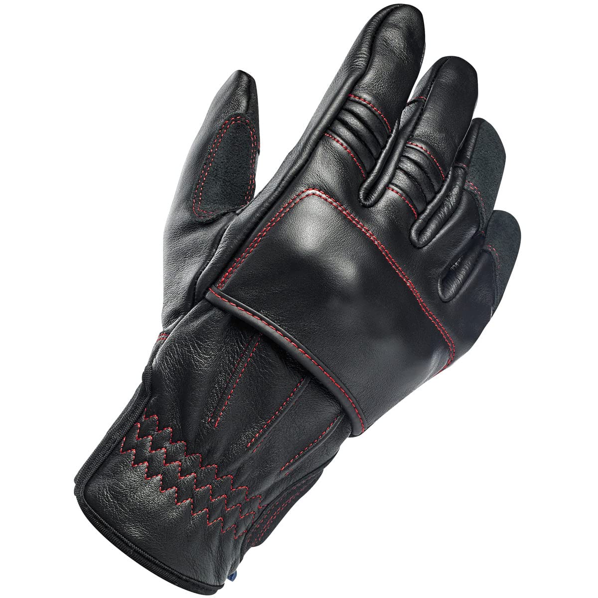 Biltwell Belden CE Certified Motorcycle Gloves - Abrasion Resistant & Shock Isolation Riding Gloves with Open Cuff Design (Redline) - Perfect for Street Biking, Cruiser & Adventure Motorcycles