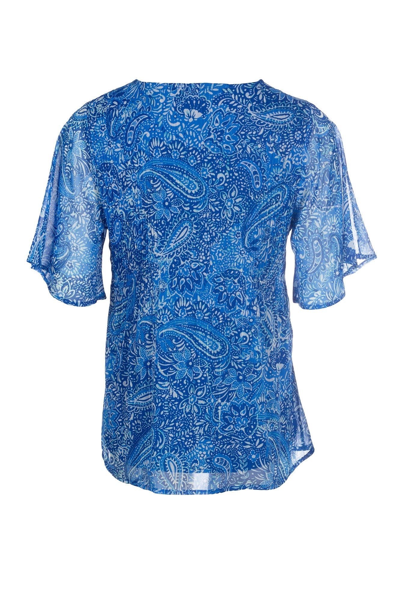 Mini Pleat Top | BLUES PAISLEY | 8582A1 | Women's Fashion Blouse for Casual Wear & Office Outfits