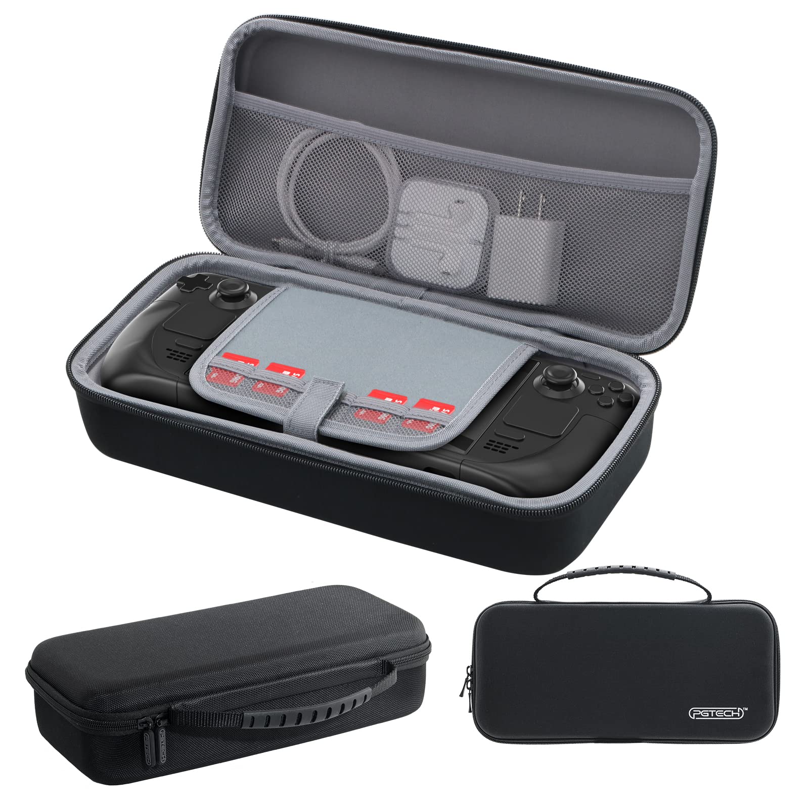 Premium Stream Deck Carrying Case - Durable Hard Shell Travel Case for Steam Deck & Accessories with Protective Pockets | Water-Resistant & Shockproof | Perfect for Gaming on the Go, Travel & Storage (Black)