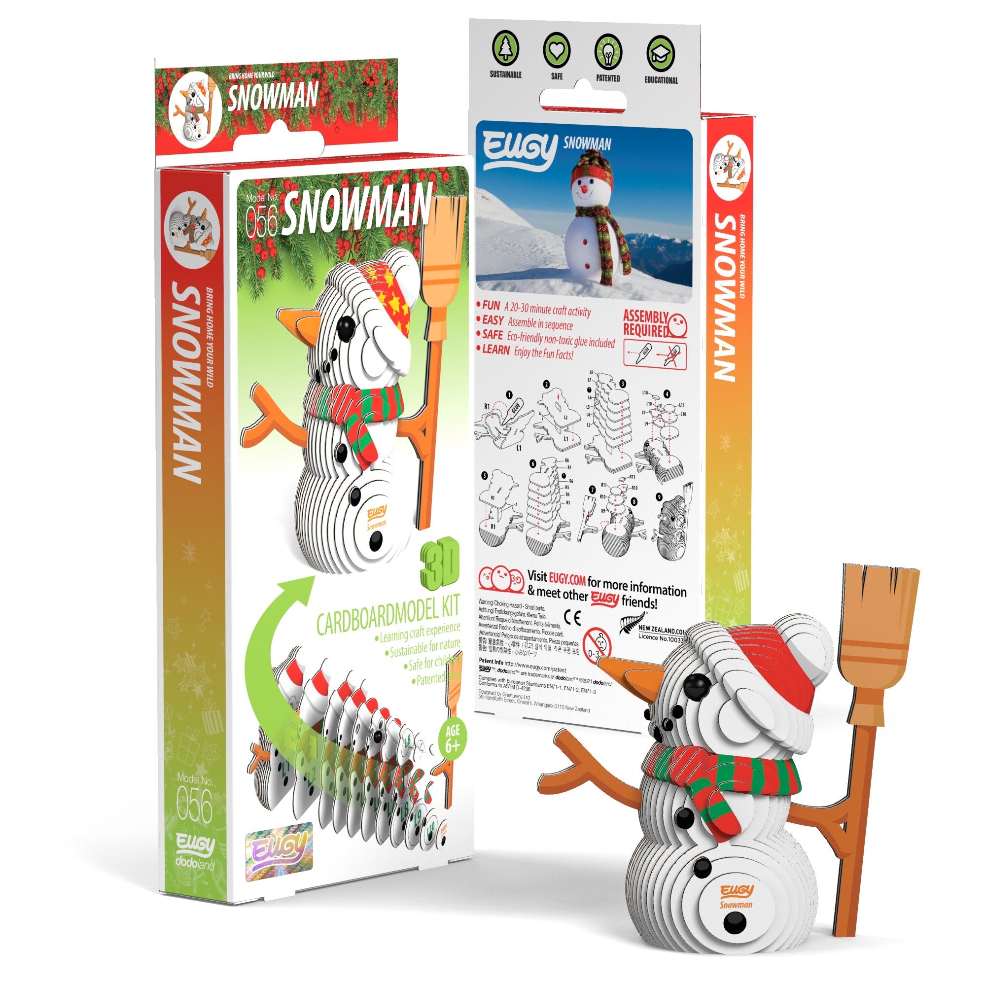 EUGY Snowman 3D Puzzle - DIY Christmas Decoration for Kids & Adults - Fun Holiday Craft Activity for Home Decor