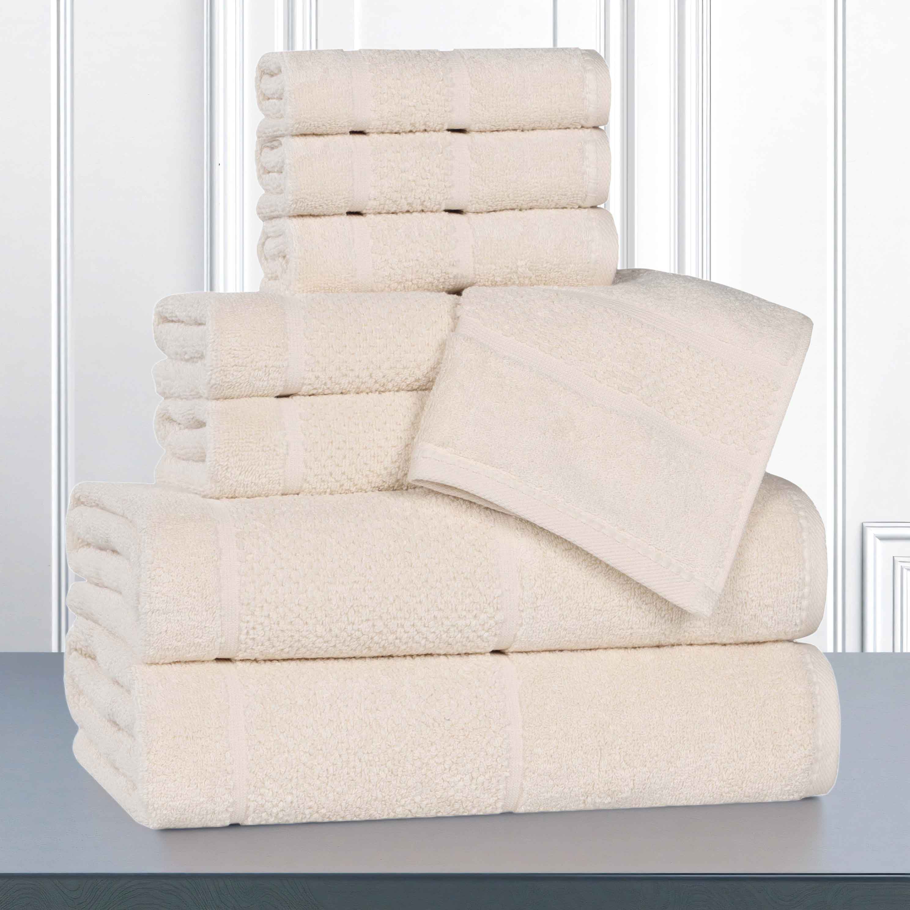 Premium 8-Piece Cotton Towel Set with Broad Border - Soft, Absorbent & Stylish Bath Towels for Home, Spa, and Gym Use