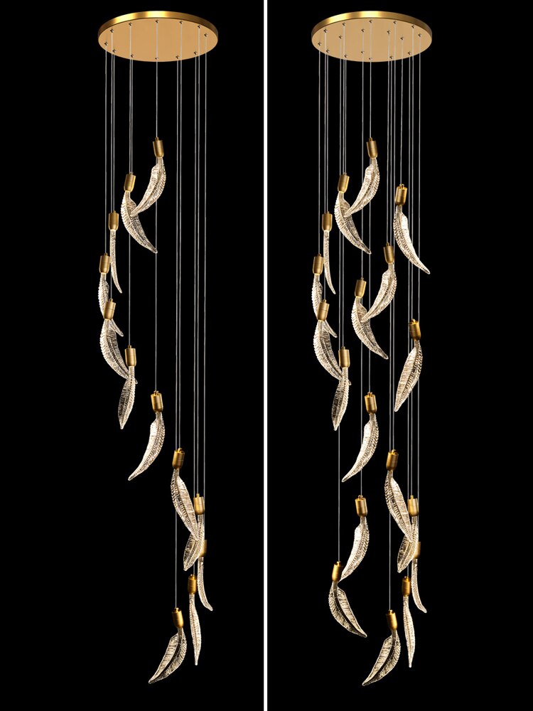 Exquisite Crystal Feather Chandelier - Elegant Lighting Fixture for Dining Room, Bedroom, or Luxury Home Décor