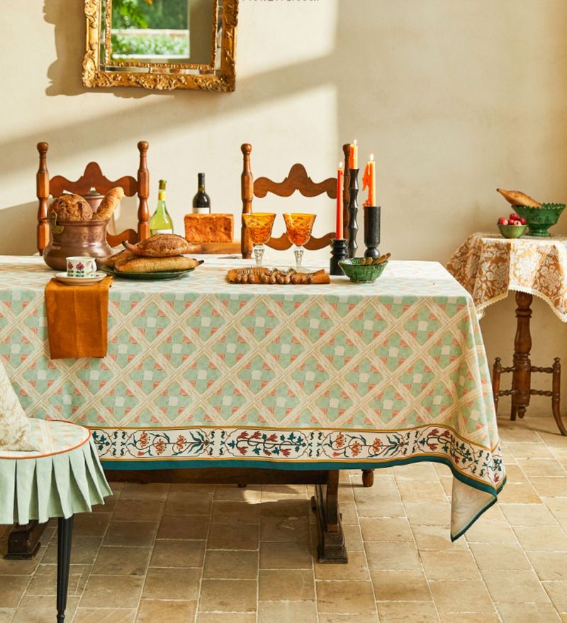 British Mid Century Fiberflax Tablecloth - Waterproof Rectangle & Square Table Cover for Dining, Coffee Tables | Farmhouse & Wedding Decor | Perfect for Indoor/Outdoor Entertaining