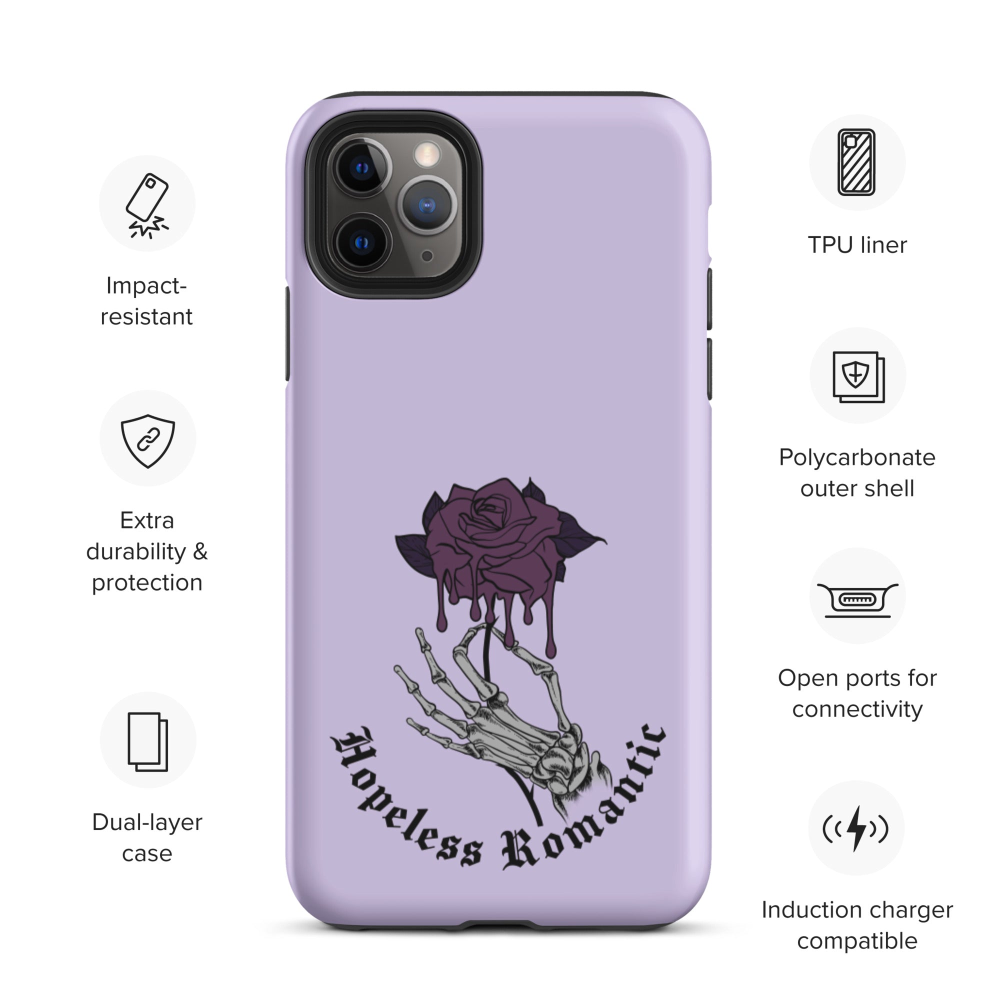Hopeless Romantic Tough iPhone Case - Durable Protective Cover for iPhone [Model] - Perfect for Everyday Use, Travel & Outdoor Adventures