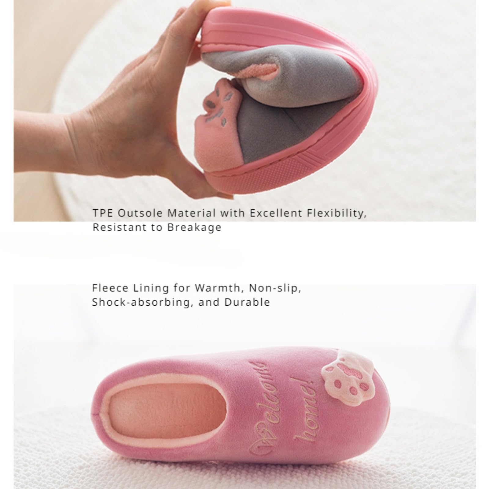 Non-Slip Fuzzy Cat Slippers for Women & Men - Warm Plush Animal House Shoes for Winter Indoor Comfort - Perfect for Cozy Nights, Bedroom Lounging & Gift Giving