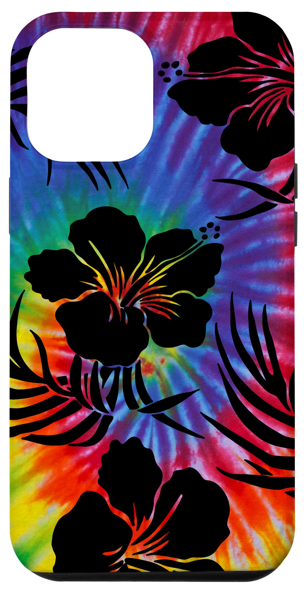 iPhone 12 Pro Max Case - Tie Dye Hawaiian Hibiscus Tropical Floral Rainbow Design | Protective Phone Cover for Beach Vacation, Summer Travel & Boho Style Fashion Accessory