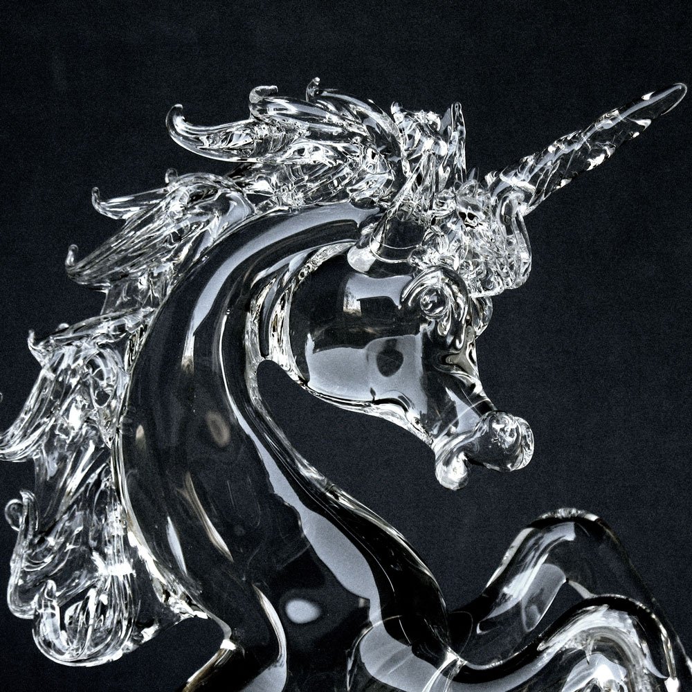 Hand Blown Glass Unicorn Rearing Crystal Figurine - Elegant Home Decor, Unique Gift Idea for Birthday, Wedding & Christmas - Perfect for Shelf Display, Office Desk & Collectible Showcase
