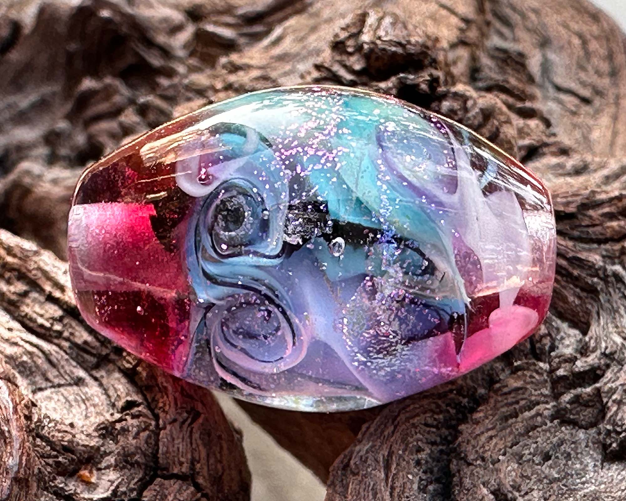 Unicorn Kisses Pink Lampwork Glass Focal Bead for Jewelry Making - Handmade SRA Beads for Necklaces, Bracelets & DIY Crafts - Perfect for Gift Giving & Boho Style Accessories