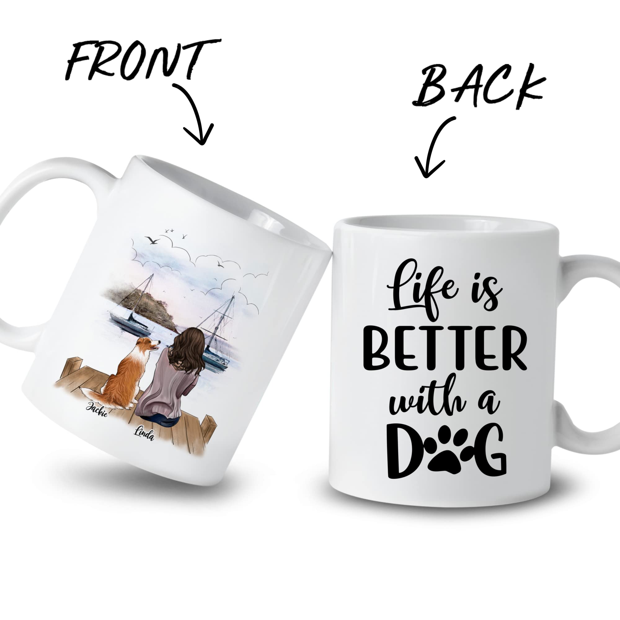 Personalized Dog Lover Coffee Mug - Custom 11oz or 15oz Ceramic Cup with 'Life Is Better With A Dog' Design - Perfect Gift for Dog Moms & Pet Owners - Ideal for Coffee, Tea, or Office Use