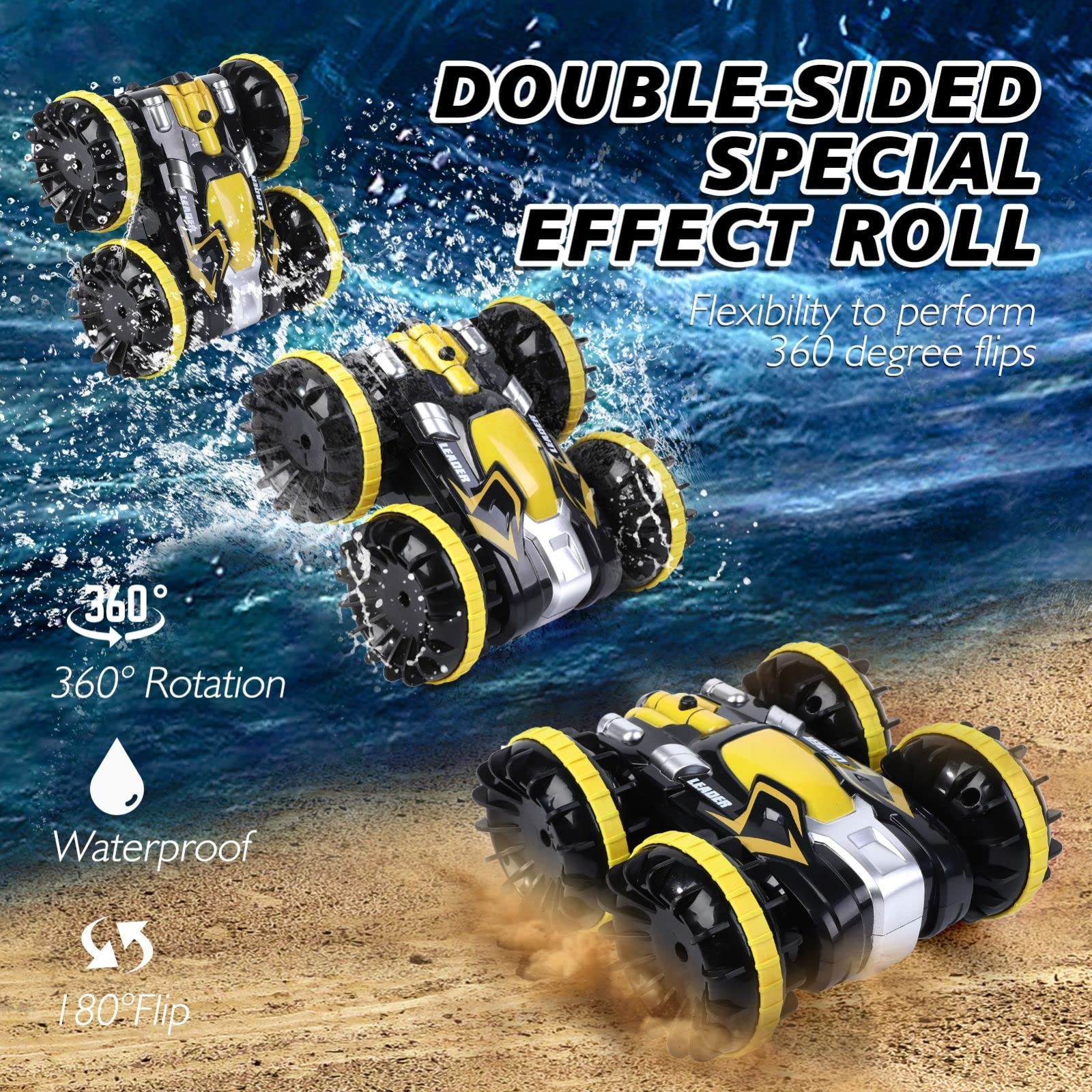 GARVEE 2PACK Waterproof Remote Control Car for Kids - All Terrain RC Toy for Pool, Beach, Grass & Snow - Perfect Outdoor & Indoor Play for Boys & Girls