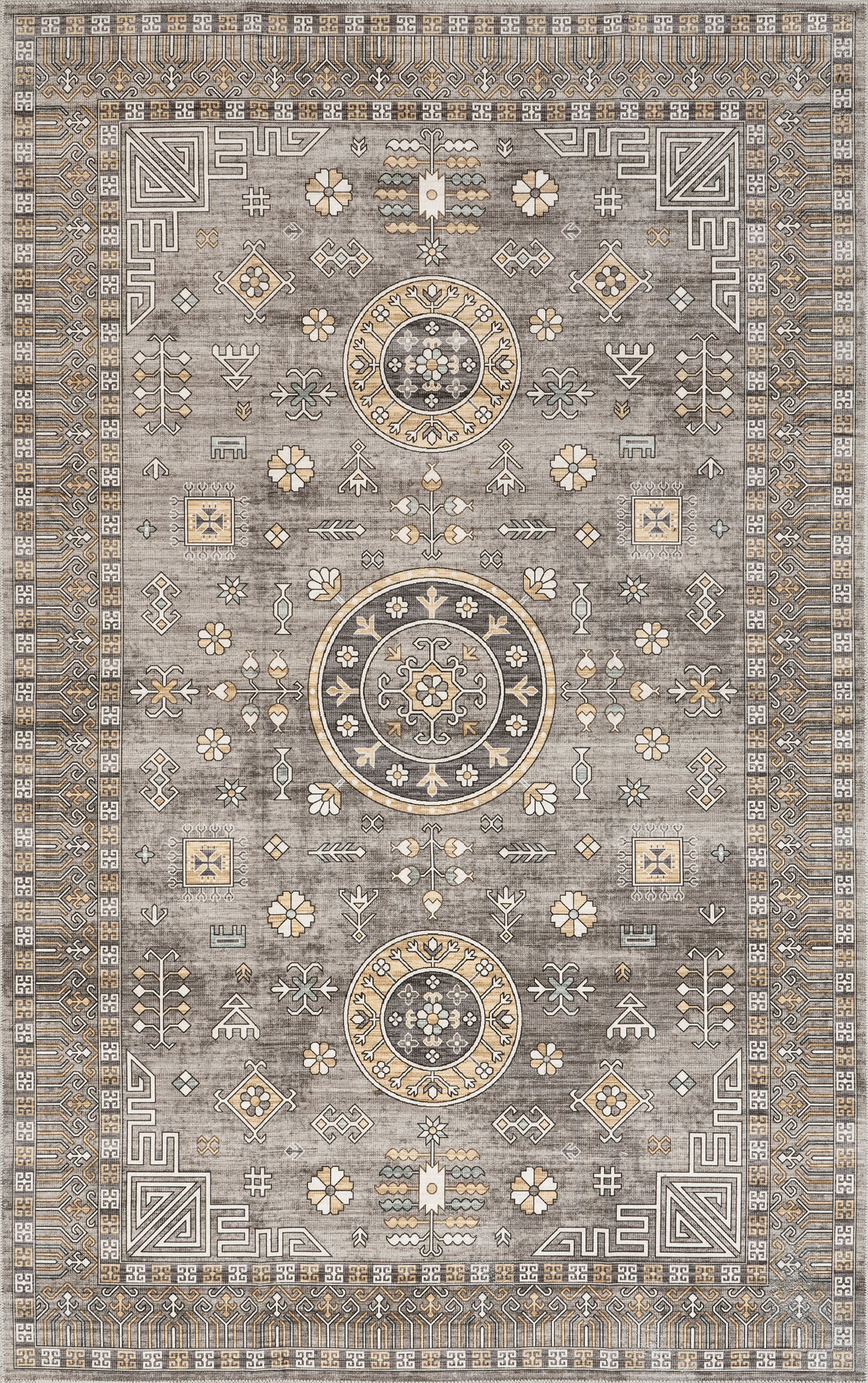 Gemma Washable Brown Area Rug - Soft & Durable for Living Room, Bedroom, or Office | Easy to Clean Modern Home Decor
