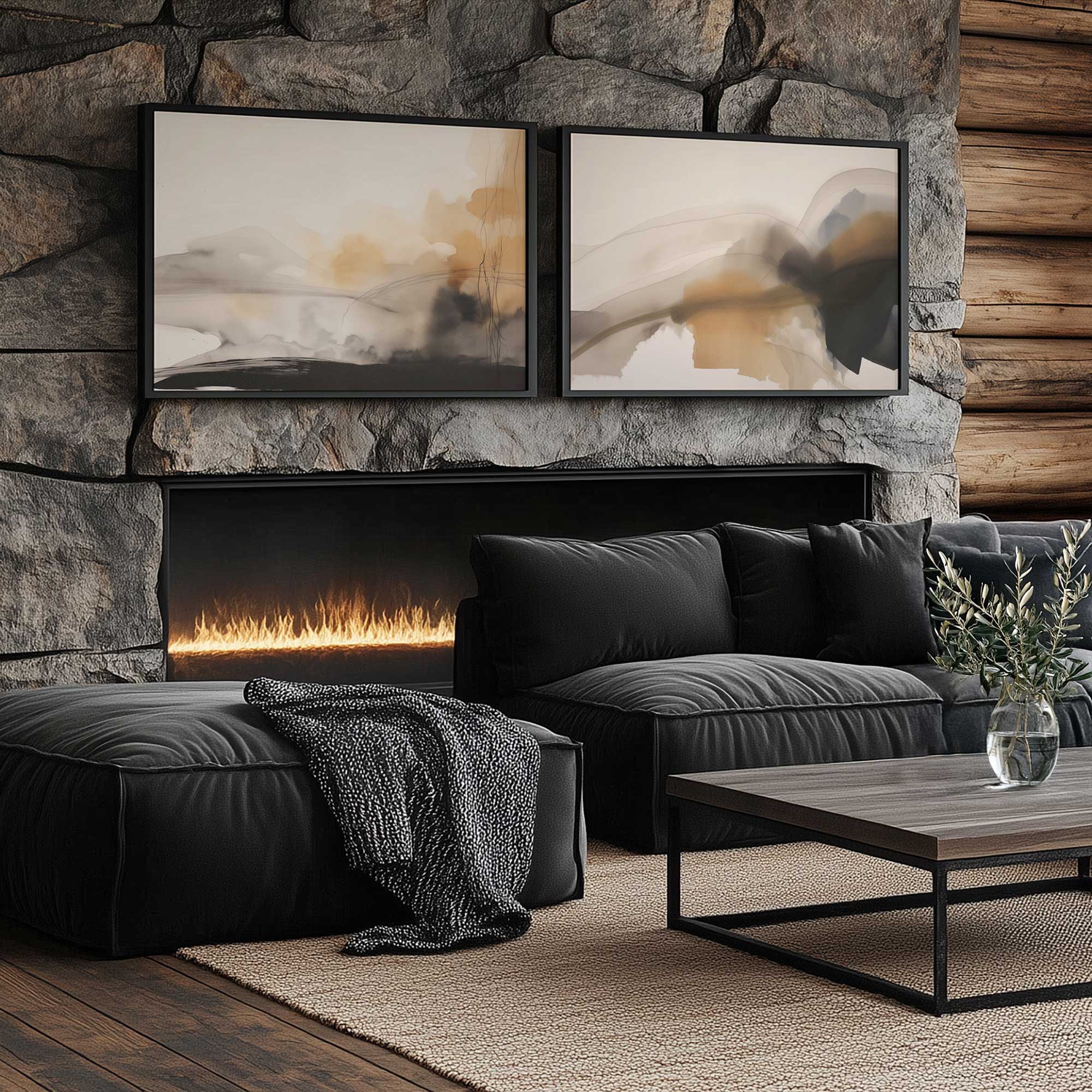 Set of 2 Rustic Copper Wall Art Prints - Elegant Home Decor for Living Room, Bedroom & Office