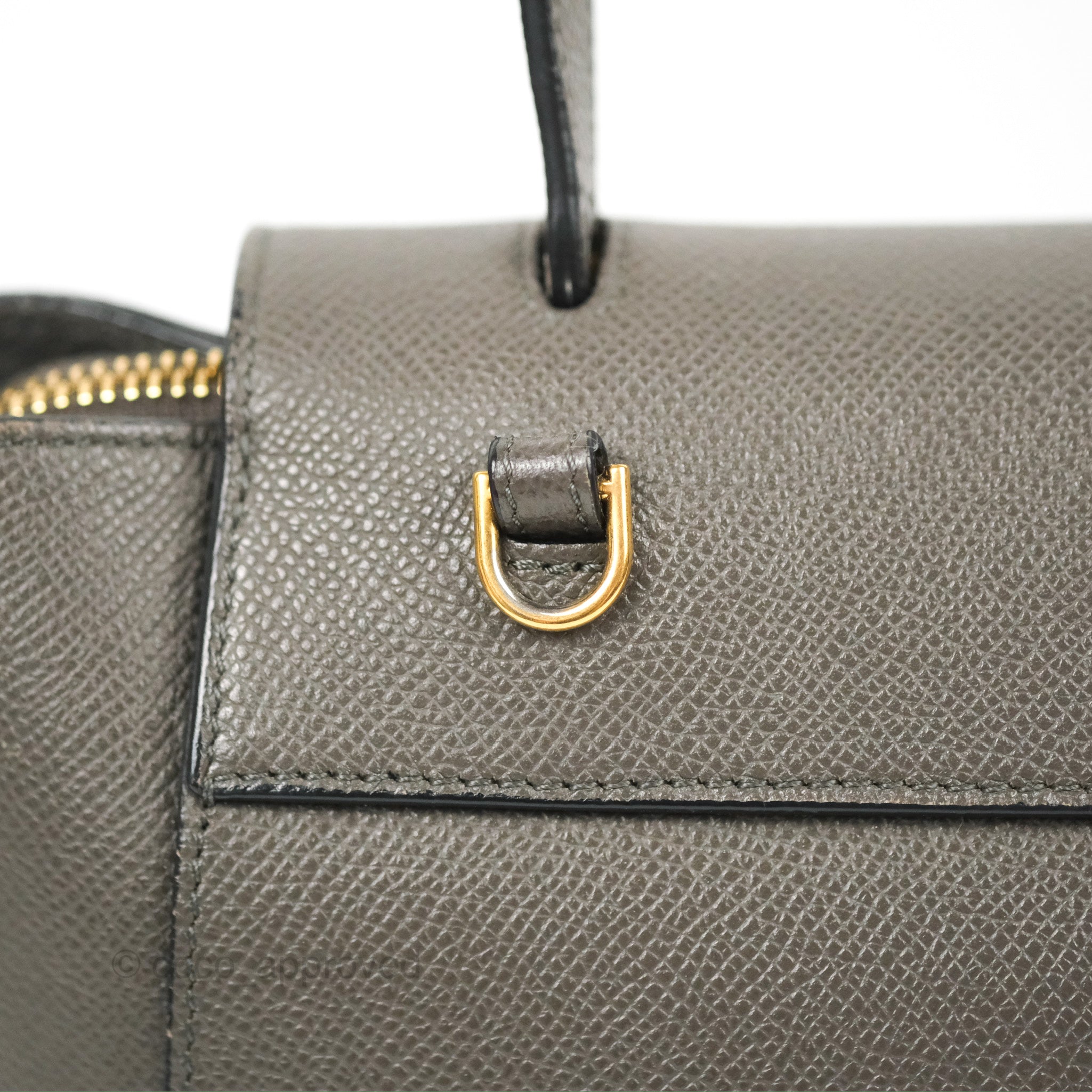 Celine Nano Belt Bag in Grey Grained Calfskin with Gold Hardware - Luxury Crossbody Bag for Women, Perfect for Work, Travel & Everyday Use