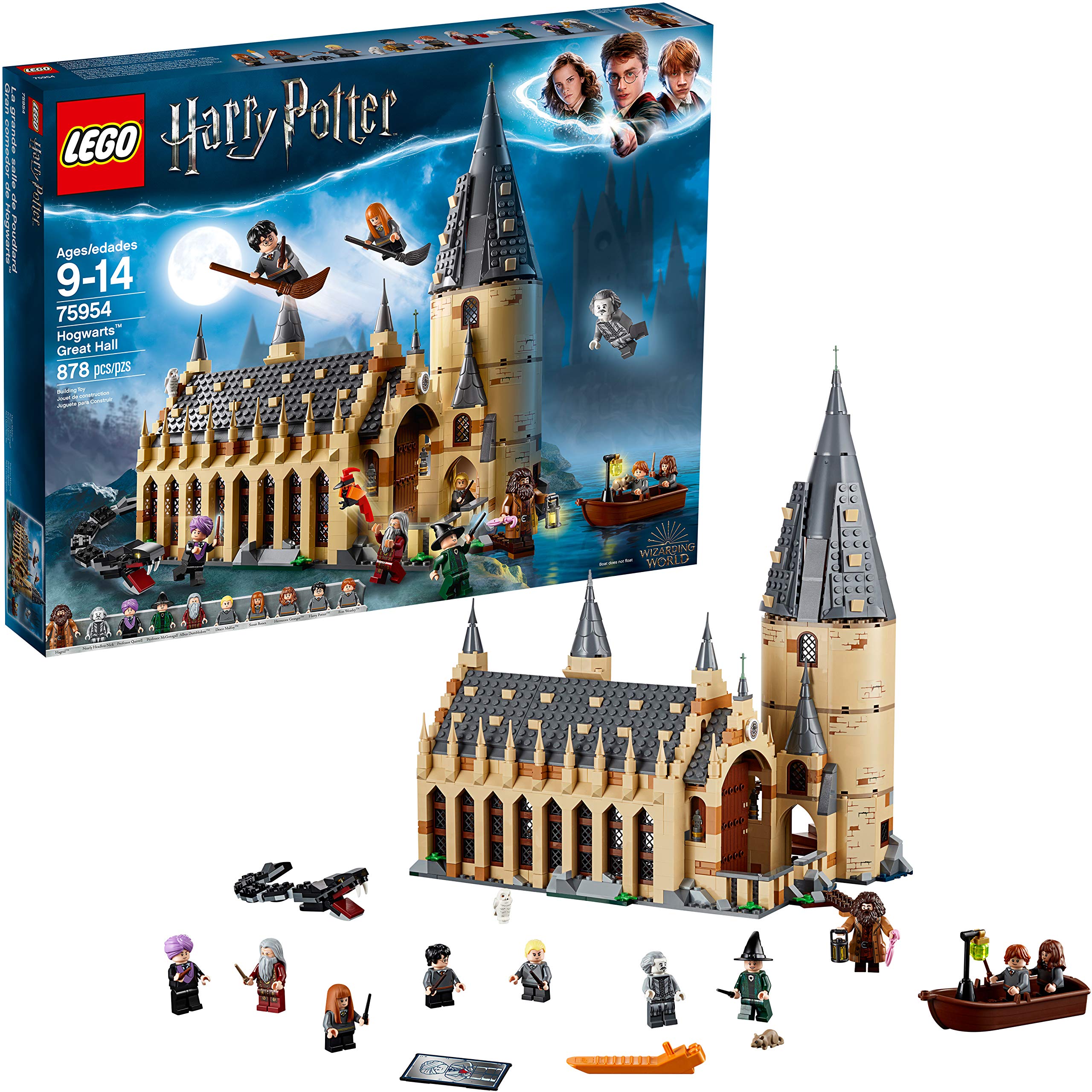 LEGO Harry Potter Hogwarts Great Hall 75954 Building Kit (878 Pieces) - Magic Castle Toy Set with Hermione Granger, Draco Malfoy & Hagrid Minifigures - Collectible Fantasy Creatures for Kids & Adults - Perfect for Birthday Gifts, Christmas Presents & Harry Potter Fans