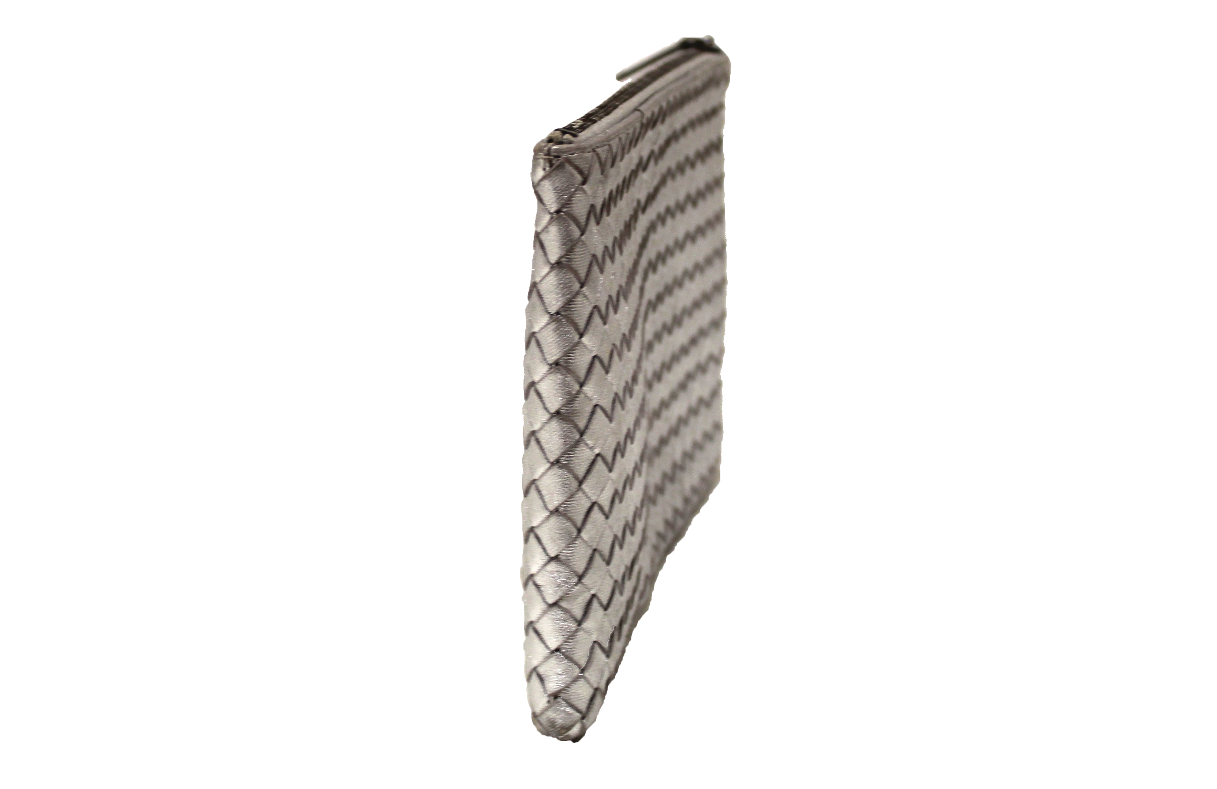 Authentic Bottega Veneta Intrecciato Woven Metallic Shiny Napa Leather Pouch Bag - Luxury Crossbody Clutch for Women, Perfect for Evening Parties & Special Occasions