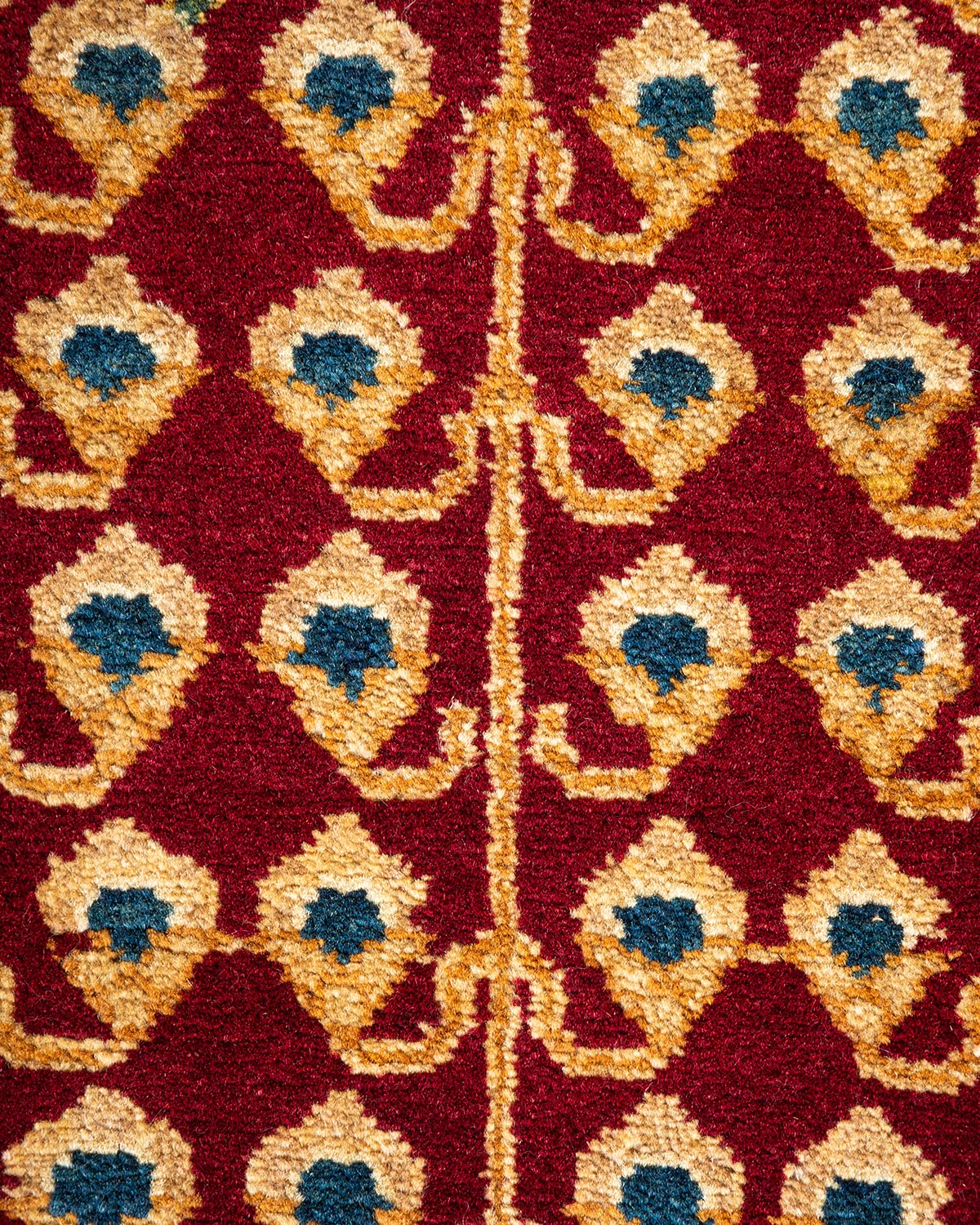 Handmade Wool Traditional Floral Mogul Red 6x9 Area Rug - Unique Hand-Knotted Solo Rugs for Living Room, Bedroom & Home Decor