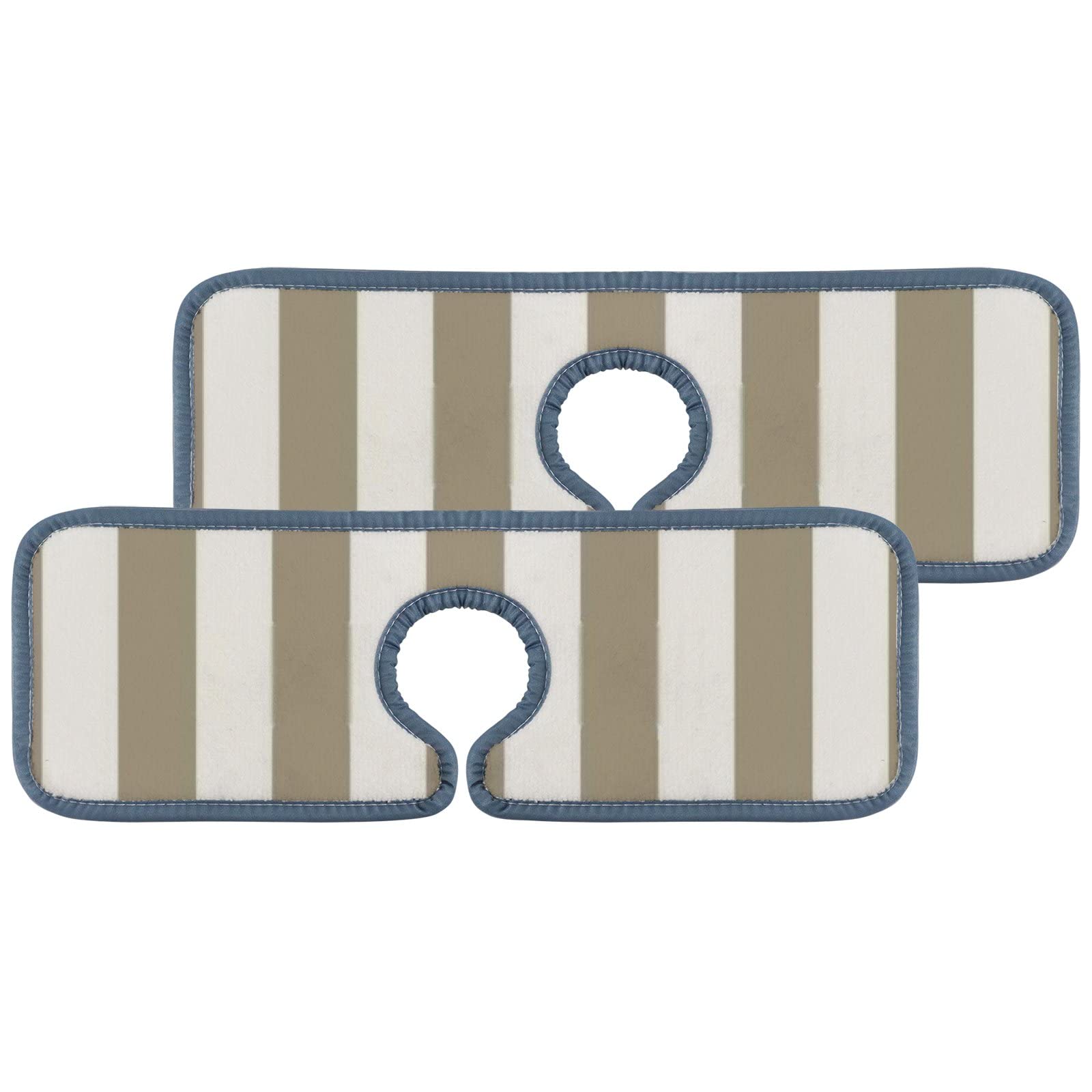 Non-Slip Striped Geometric Sink Faucet Mat - 4 Pack Absorbent Splash Guard Pads for Kitchen, Bathroom, RV - Waterproof Countertop Protector Prevents Stains & Spills | Perfect for Cooking, Washing Dishes & RV Travel