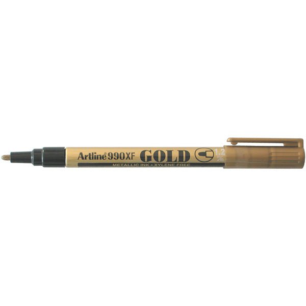 Artline 990XF Gold Fine Point Permanent Marker - Premium Metallic Ink for Writing, Labeling & Crafting - Ideal for Office, School & DIY Projects
