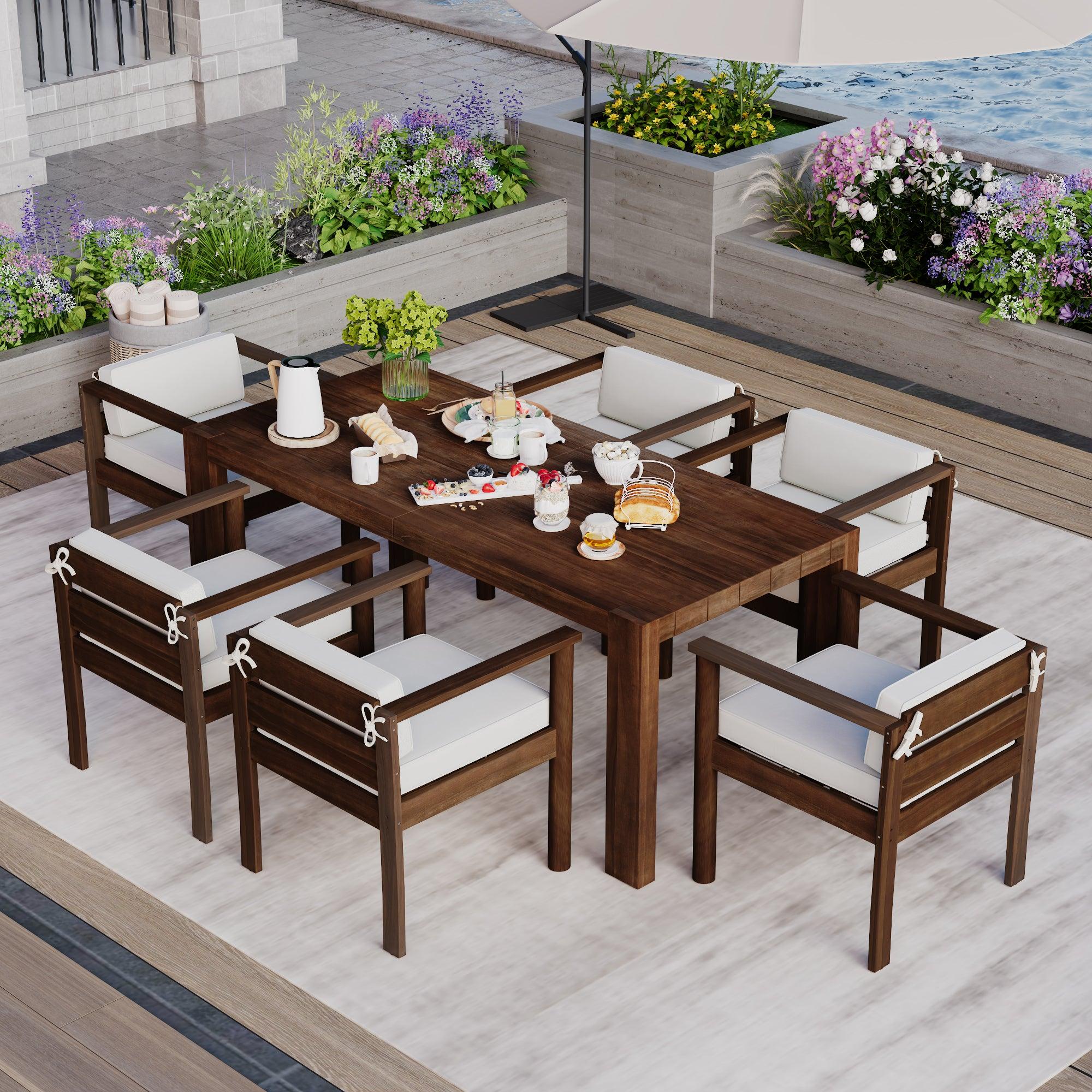 7-Piece Outdoor Patio Dining Set with 72.8