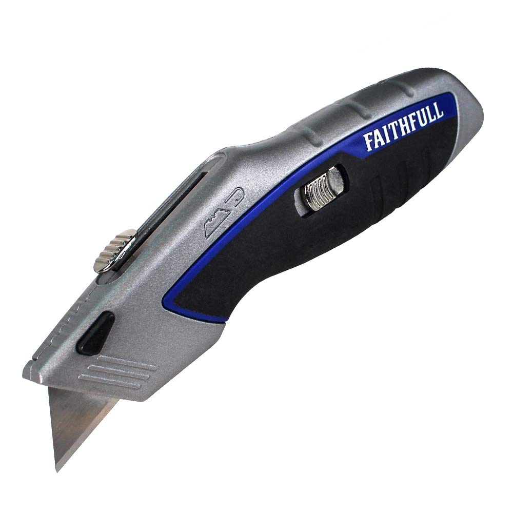 Professional Auto-Load Utility Knife - Heavy Duty Retractable Box Cutter with Safety Lock for Warehouse, Construction & DIY Projects | Sharp Blade for Cutting Cardboard, Carpet & Packaging Materials