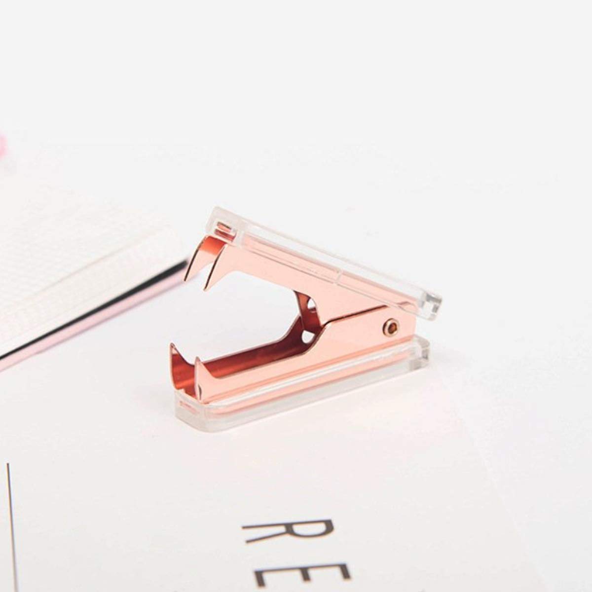 Premium Rose Gold & Gold Staple Remover Set - 2 Pack Ergonomic Staple Removal Tool for Office, School & Home Use | Luxury Acrylic Desk Accessories for Professional Workspace Organization