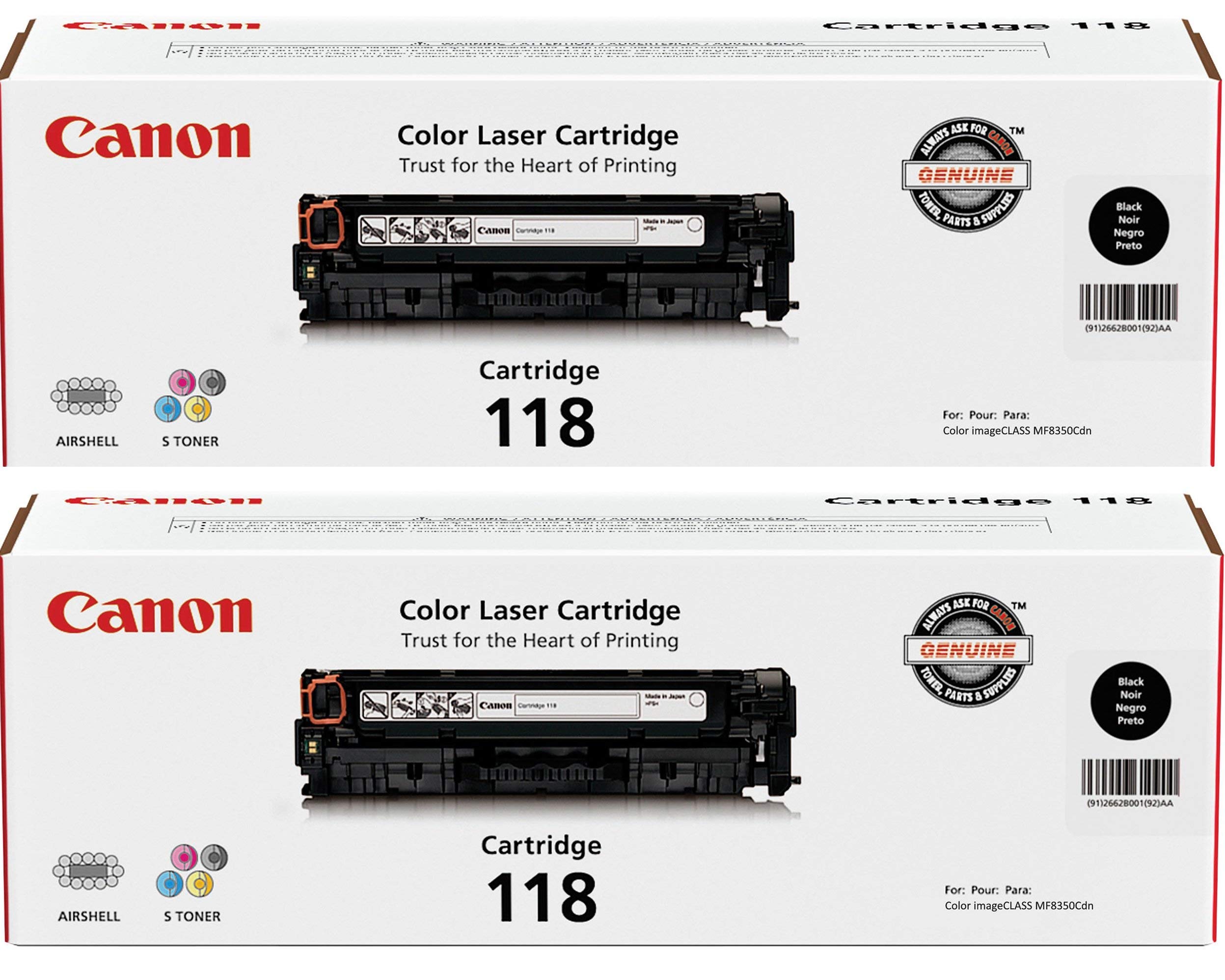 Canon 118 Black Laser Toner Cartridge 2-Pack - Compatible with imageCLASS MF8350 & MF8580 Printers | High-Yield Replacement for Office & Home Printing