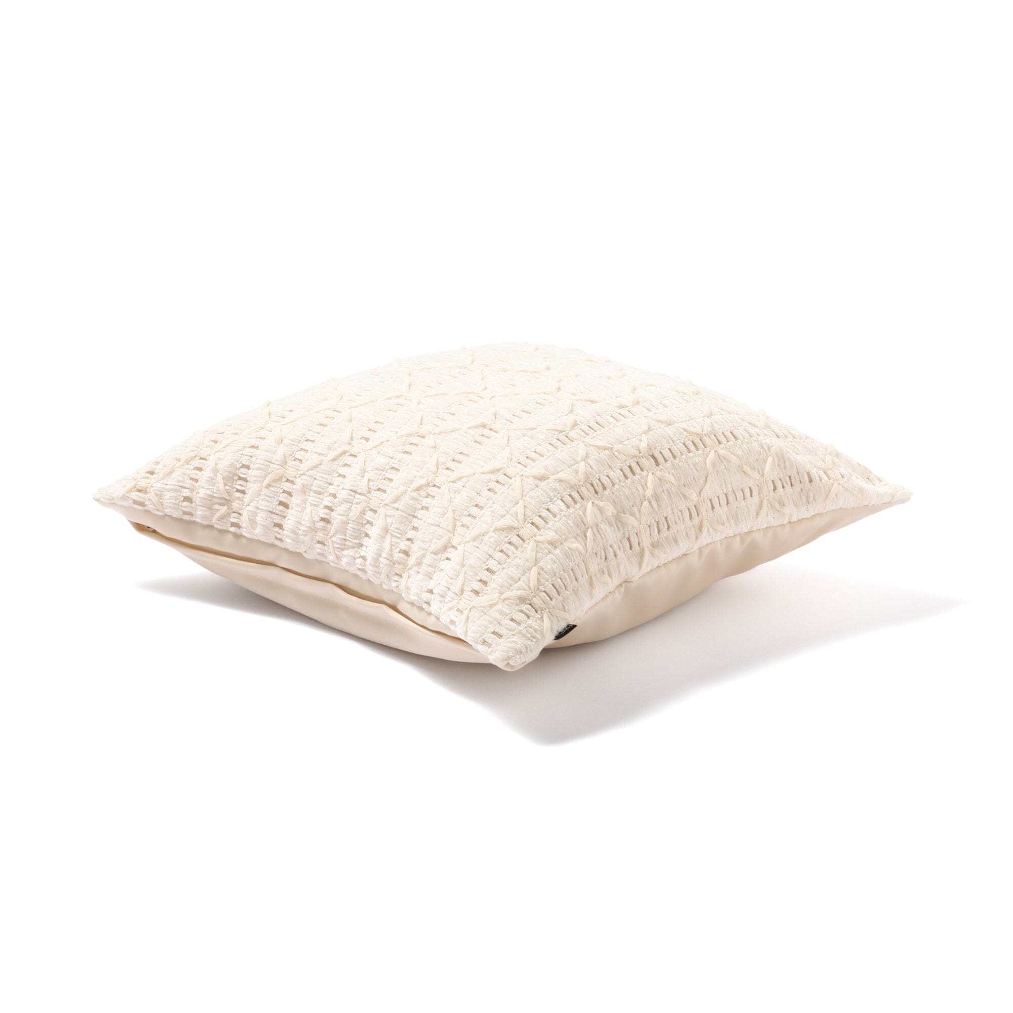 Soft Chenille Ribbon Cushion Cover 18x18 Inches Ivory - Cozy Home Decor for Sofa, Bed & Living Room