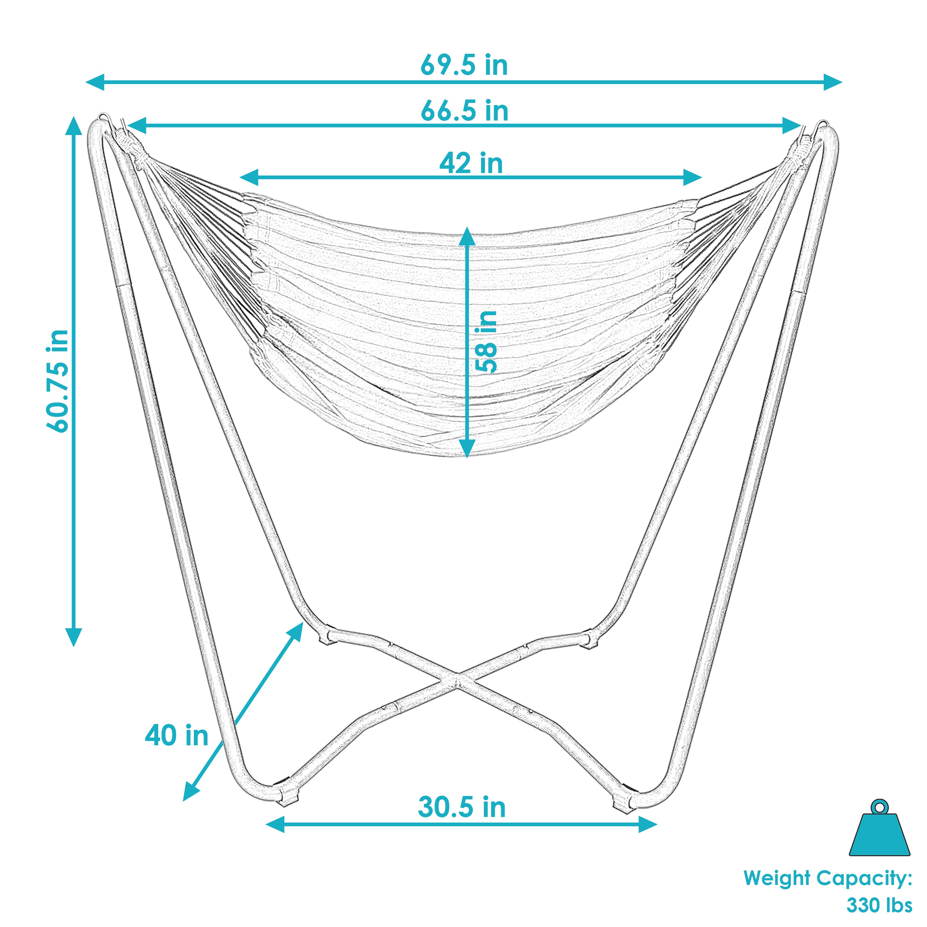 Sunnydaze Hanging Rope Hammock Chair with Space-Saving Stand - Indoor/Outdoor Swing Chair for Patio, Garden, Balcony & Bedroom Relaxation