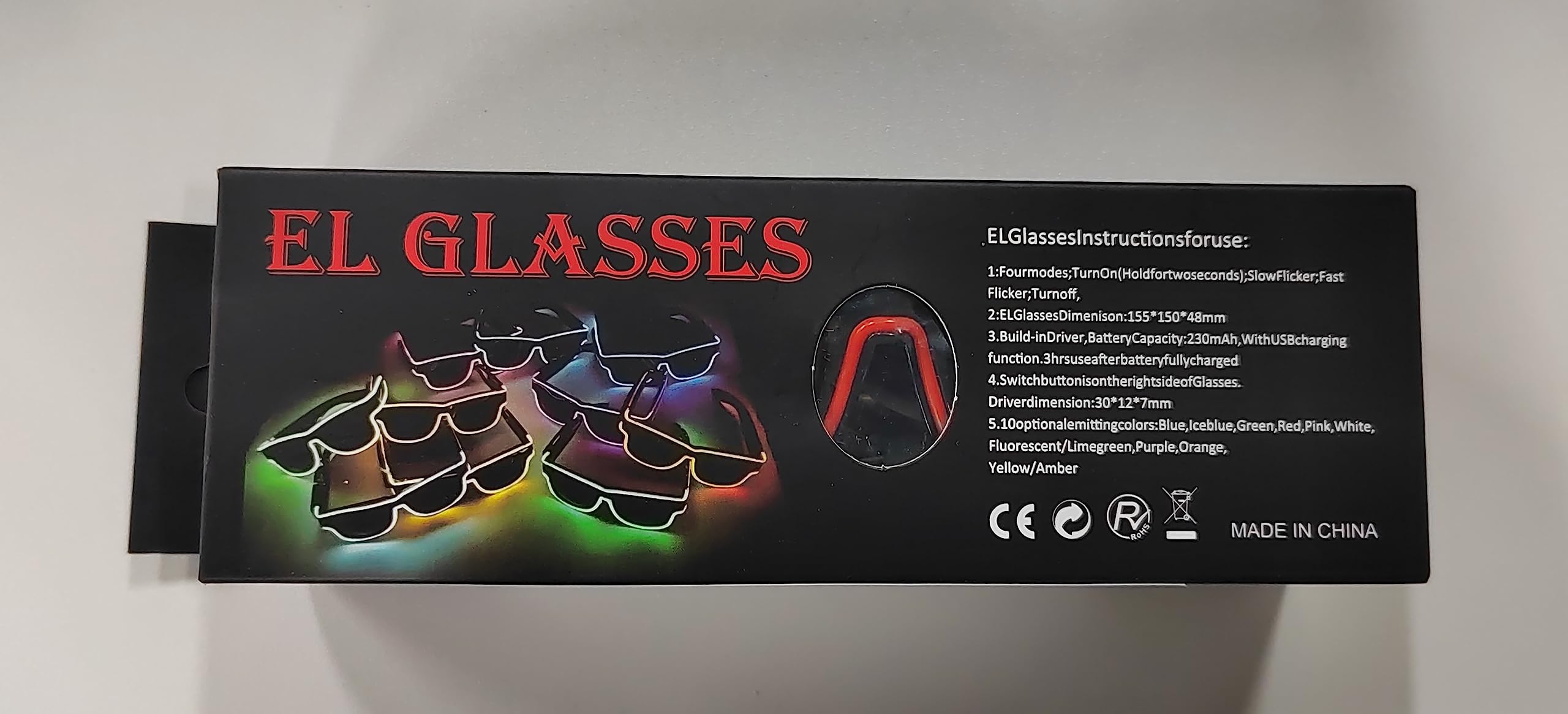 Wireless LED Light Up Glasses - 3 Lighting Modes, Glow in The Dark Party Glasses for DJ, EDM, Halloween, Christmas - Perfect for Nightclubs, Raves, Concerts & Festivals