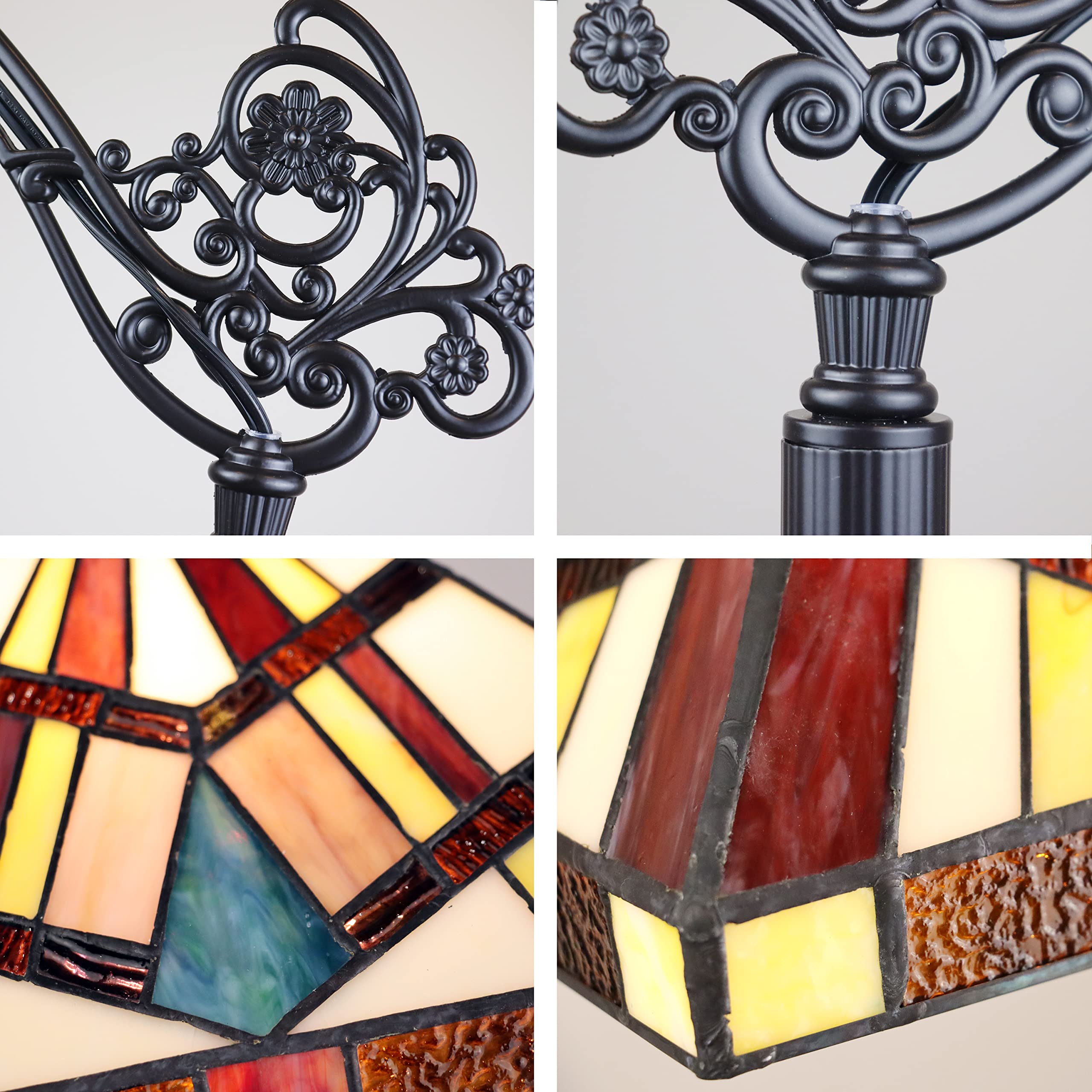 Chloe Lighting Vincent Tiffany-Style Black Bronze Mission Floor Lamp with 11