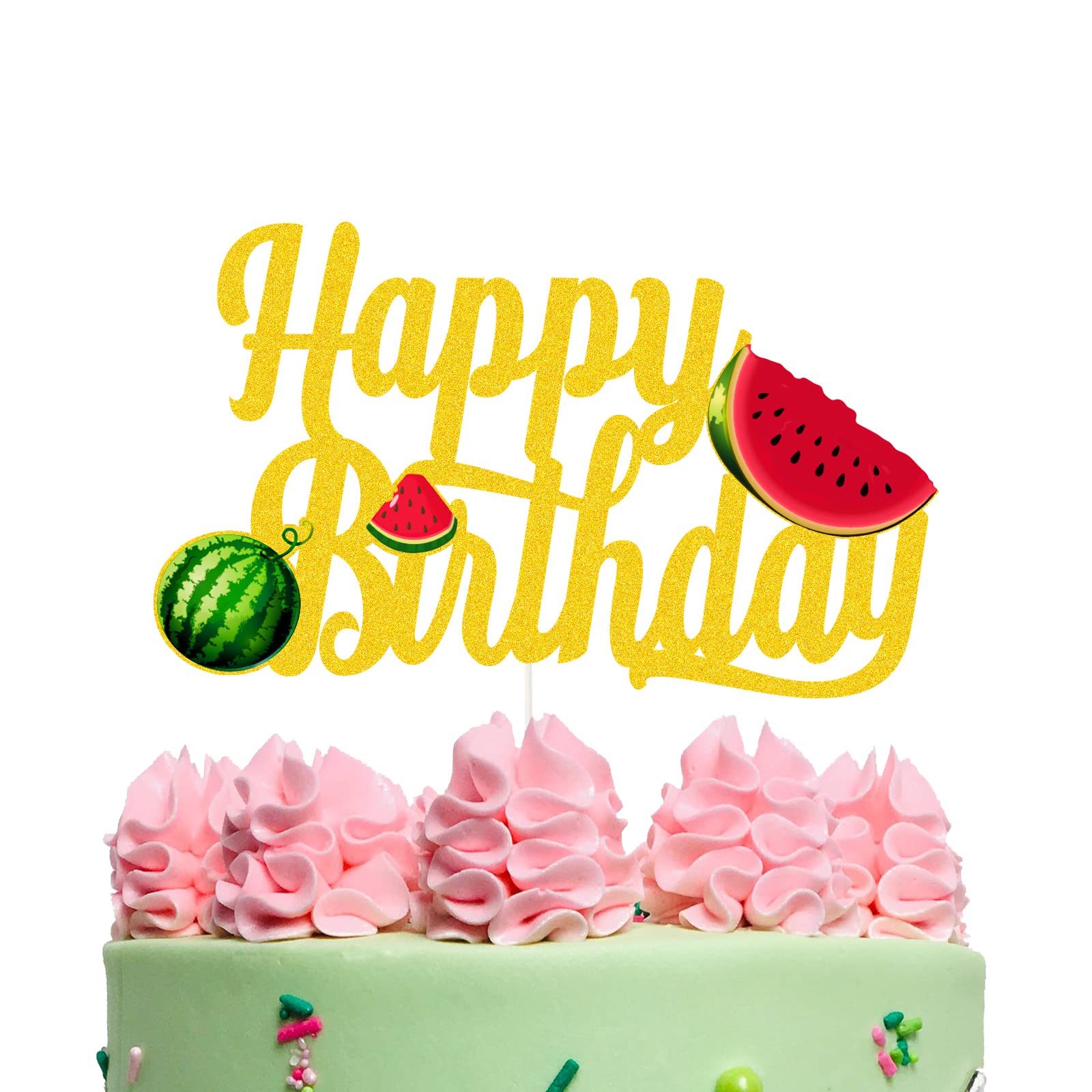 Watermelon Happy Birthday Cake Topper - Fun Fruit Themed Smash Cake Decor for Kids Birthday Party Supplies | Perfect for 1st Birthday, Summer Parties & Baby Shower Decorations