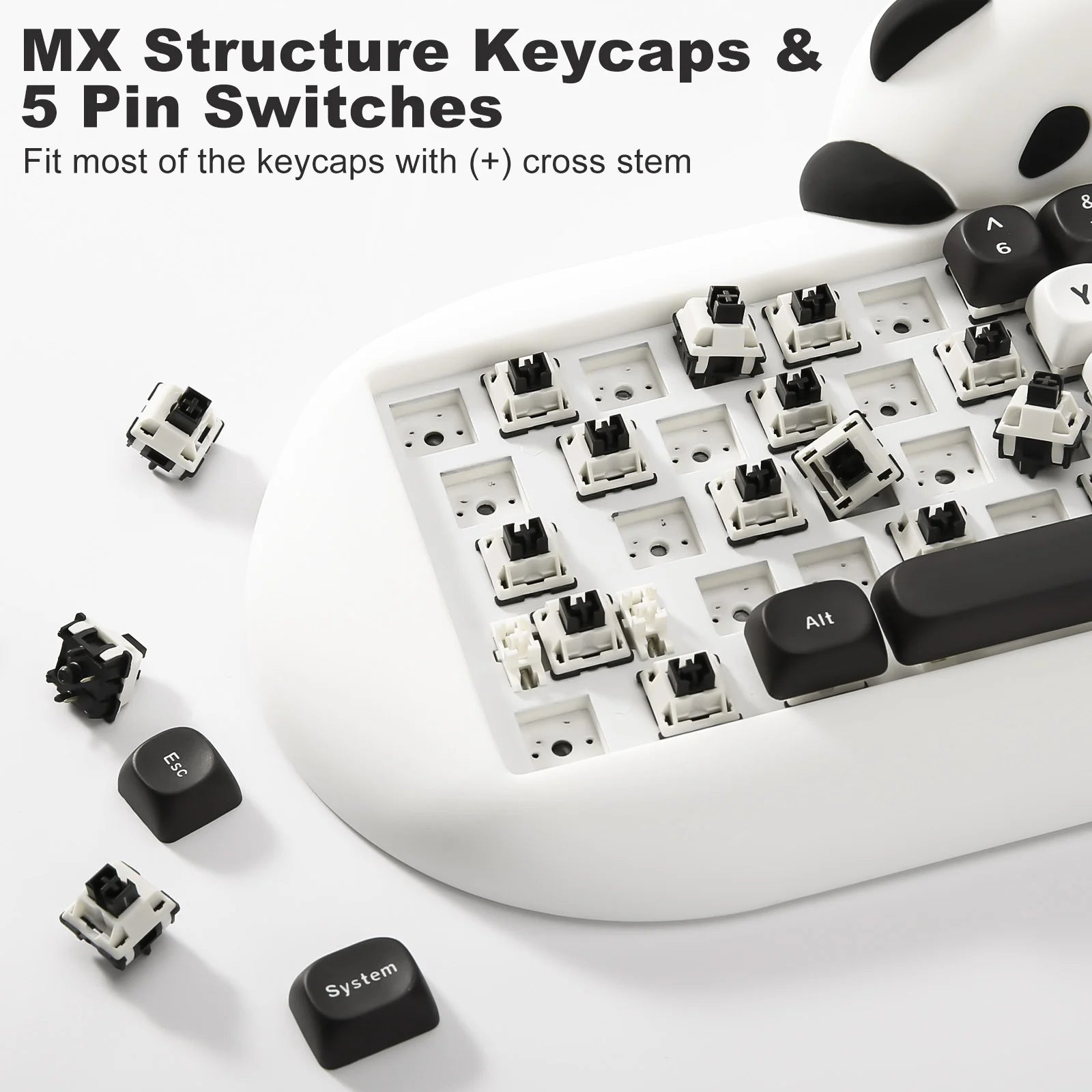 YUNZII Panda Switch - Mechanical Keyboard Switches for Gaming & Typing | Smooth Linear Feel | Compatible with DIY Keyboards | Perfect for Gamers, Programmers & Office Work