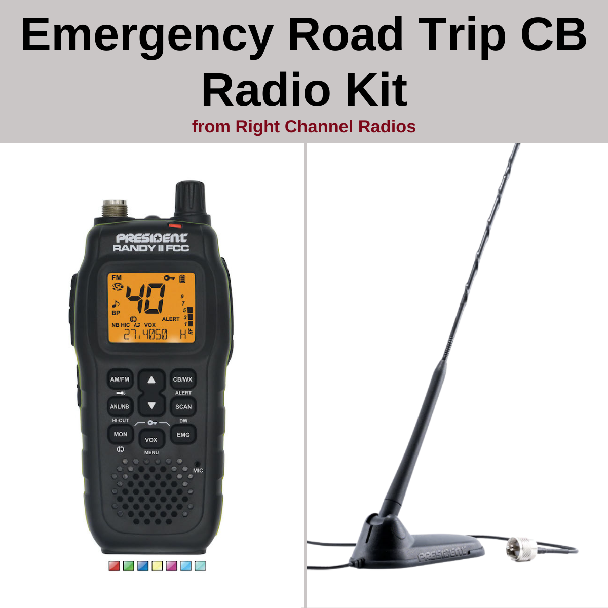 Emergency Road Trip CB Radio Package - 40-Channel Portable CB Radio with Antenna Kit for Truckers & Off-Road Adventures - Stay Connected on Highways & Remote Areas
