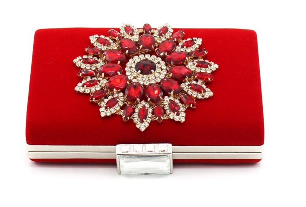 Shiratori Glitter Rhinestone Floral Evening Clutch Purse - Elegant Wedding Party Handbag for Brides, Prom & Special Occasions