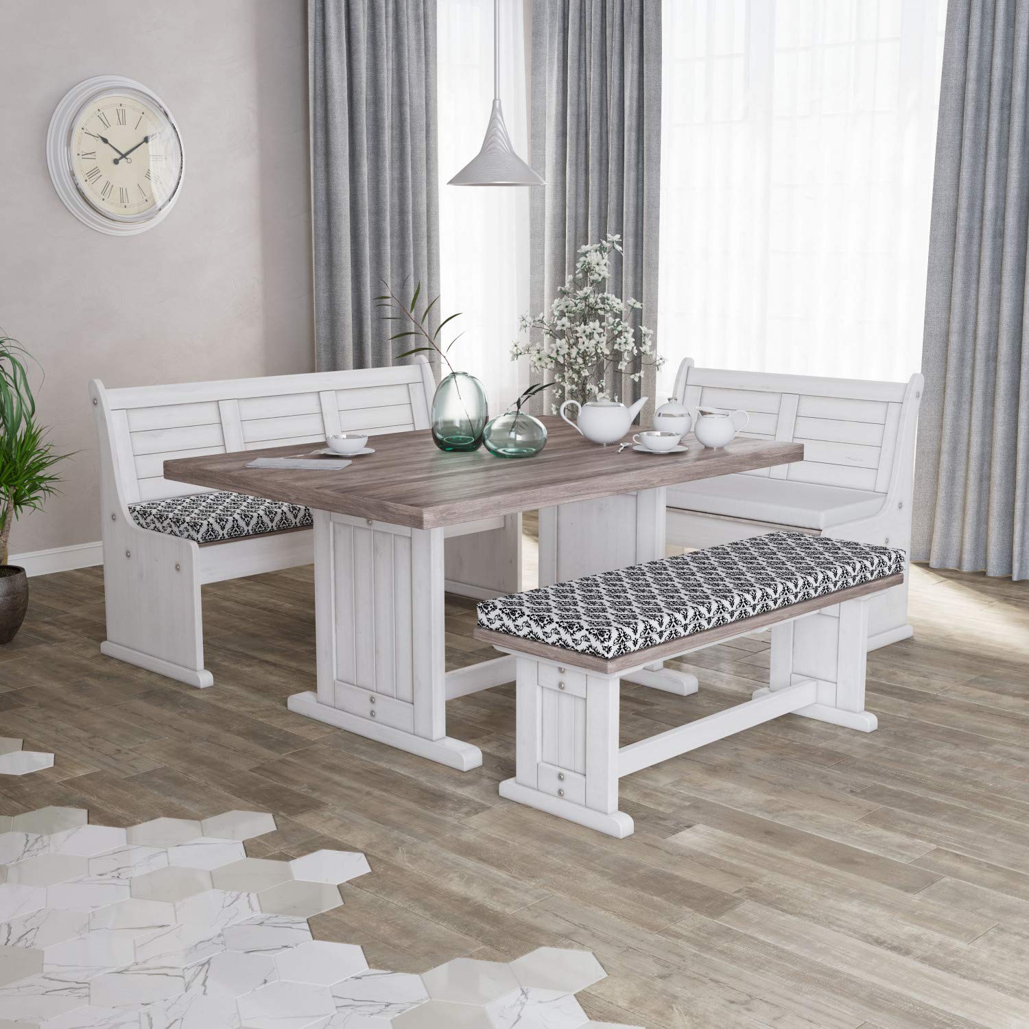 Ambesonne 2-Piece Damask Bench Cushion Set - 45