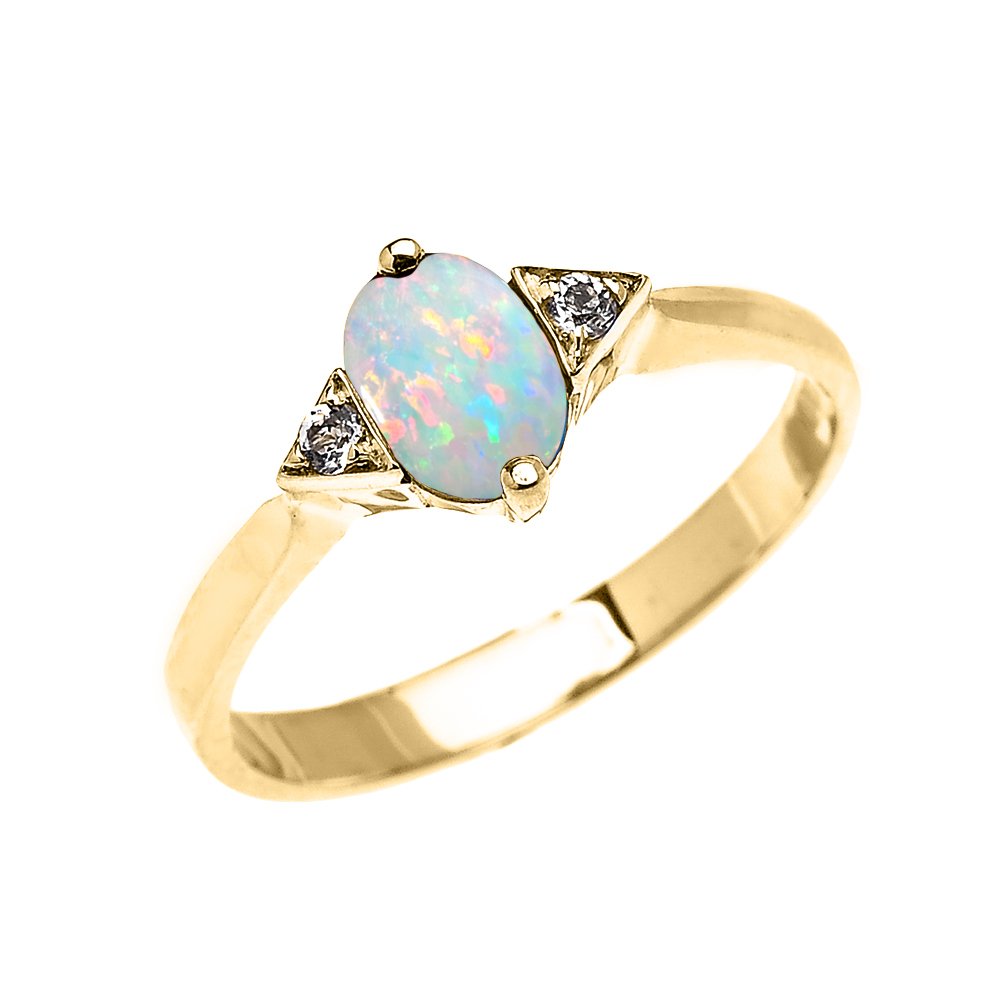 10K Yellow Gold Solitaire White Topaz Engagement Ring for Women - Size 7.5, Dainty Gemstone Wedding Band, Perfect Proposal Gift & Anniversary Jewelry - Ideal for Romantic Occasions, Date Nights & Special Celebrations