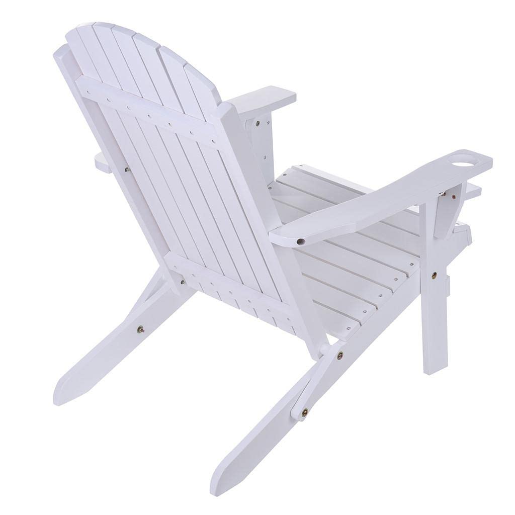 Premium Solid Eucalyptus Wood Folding Beach Chair - Adjustable Reclining Outdoor Lounge Chair with White Polyester Canvas - Perfect for Beach, Poolside, Patio & Backyard Relaxation