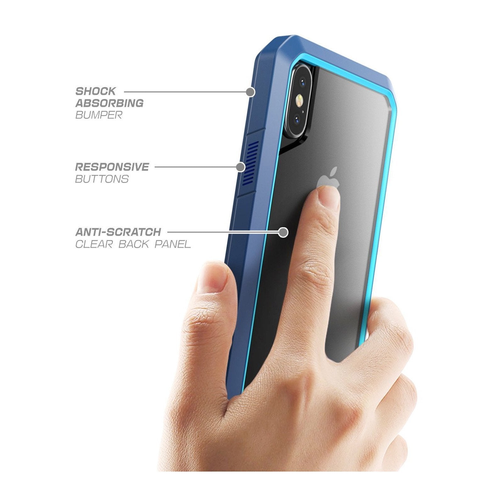 iPhone X / XS Unicorn Beetle Clear Bumper Case - Shockproof & Scratch Resistant Protective Cover in Blue - Perfect for Everyday Use, Outdoor Activities & Travel Protection