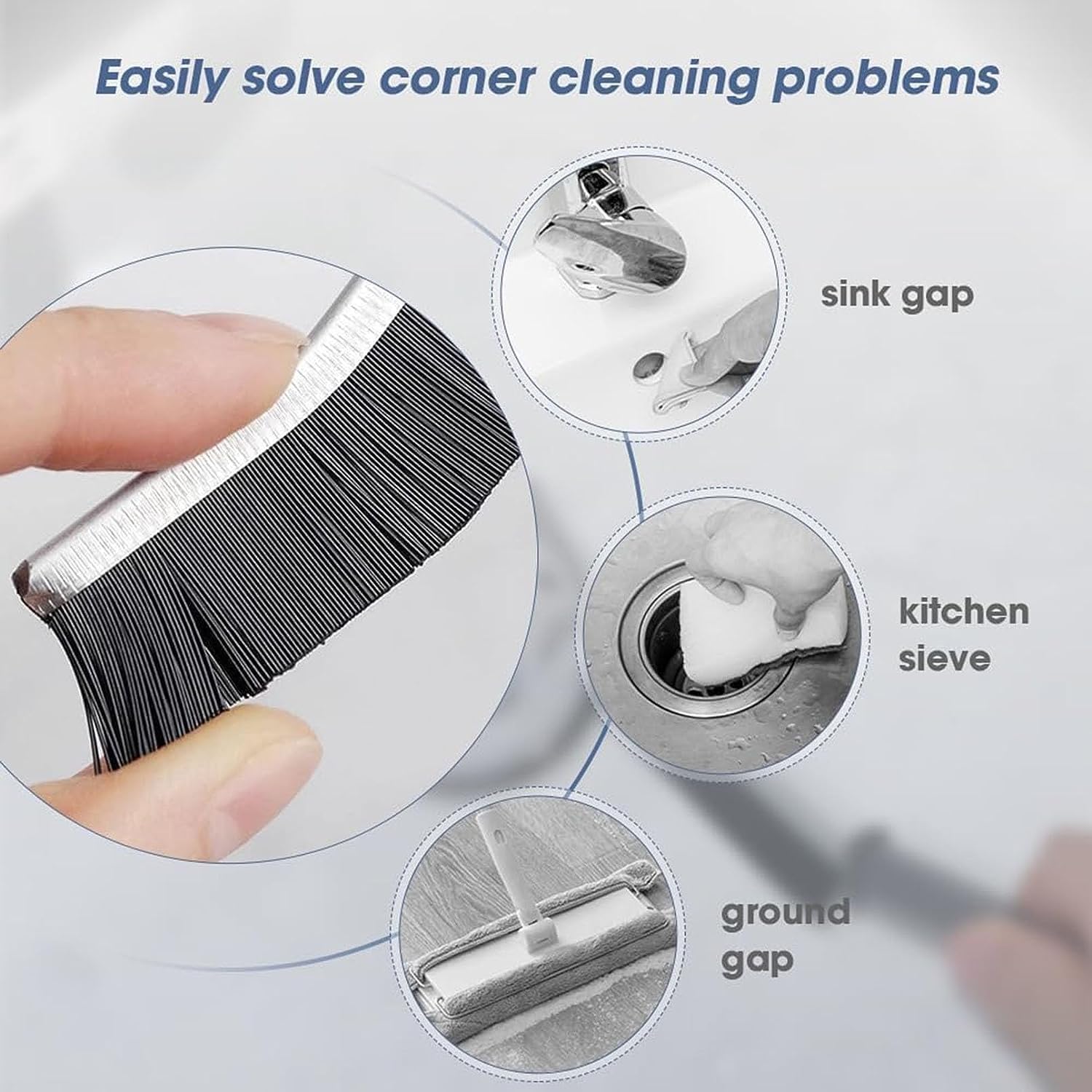 VARNIRAJ Multifunctional Gap Cleaning Brush - Handheld Crevice Cleaner for Window Tracks, Shutters, Doors & Kitchen Grooves | Perfect for Home Deep Cleaning & Hard-to-Reach Areas
