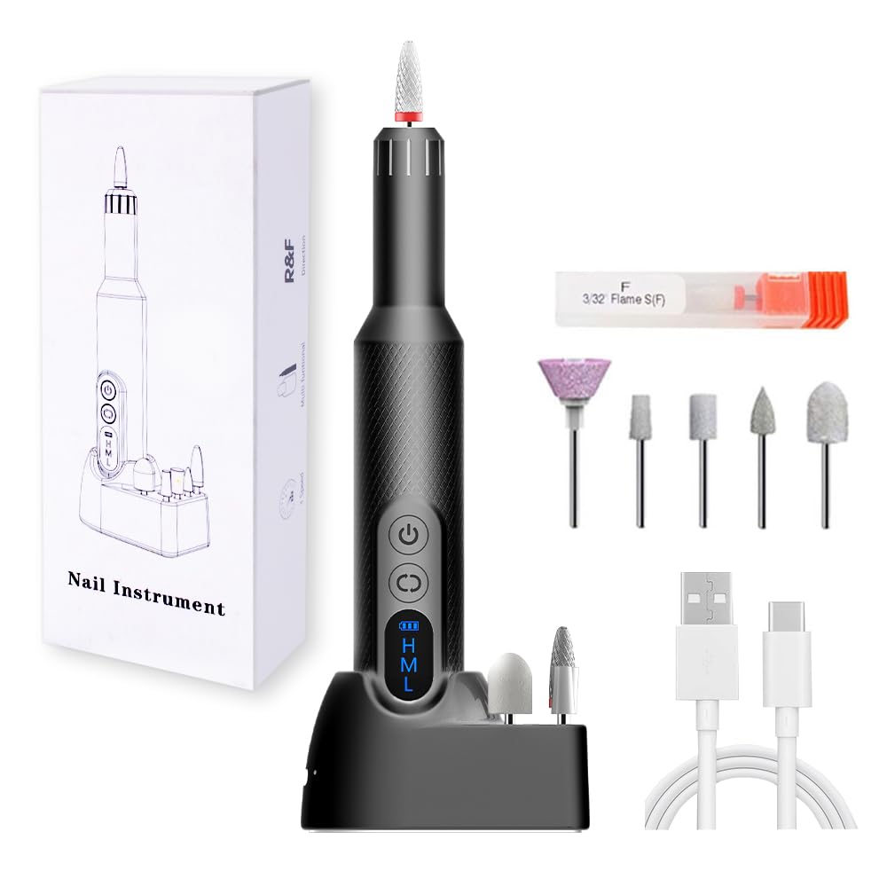Pinkiou Cordless Electric Nail Drill Kit - 20000 RPM Professional Manicure & Pedicure Set with Wireless Charging Base, 6 Drill Bits & Adjustable Speed - Perfect for Beginners & Home Nail Care