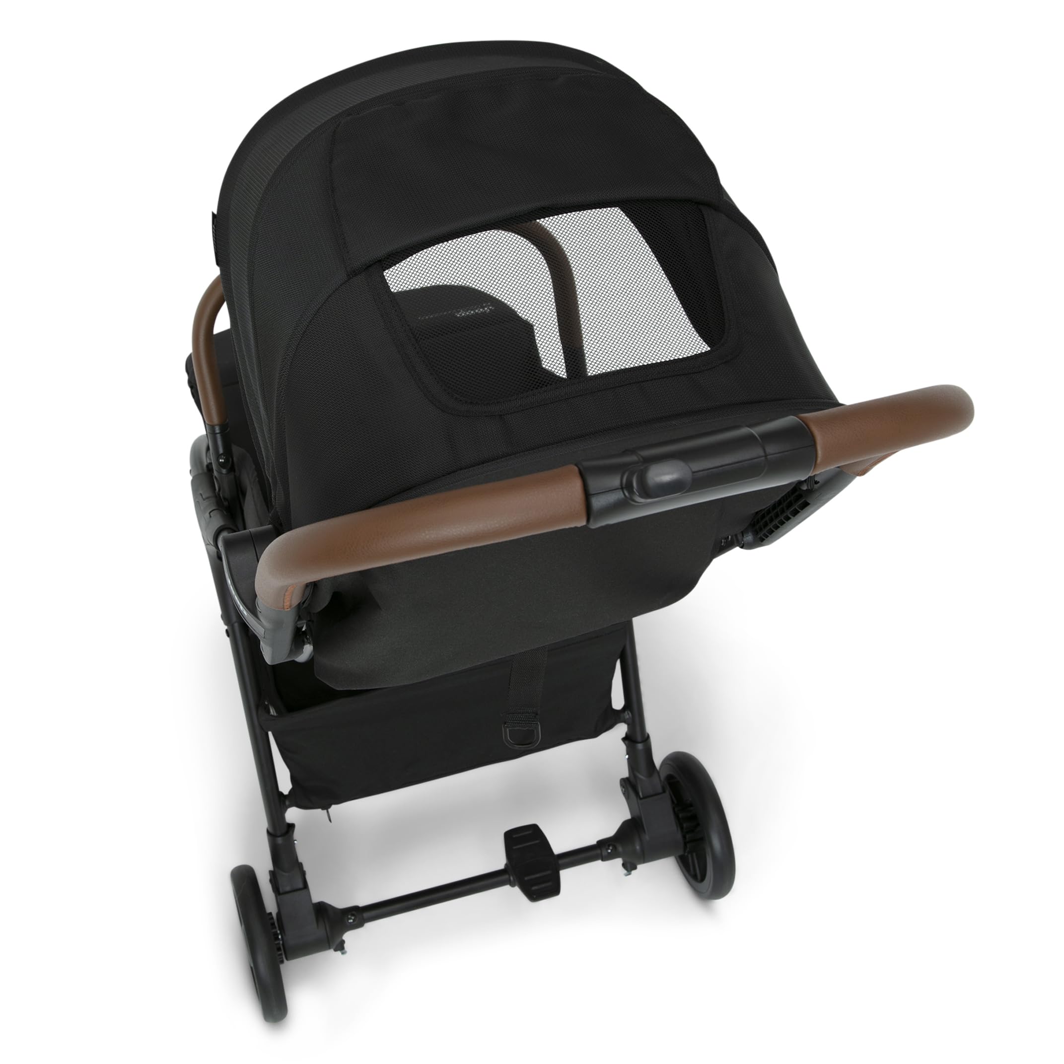 Delta Children Jeep Altitude Compact Travel Stroller - Lightweight, Easy One-Hand Fold, Extendable Canopy with Peek-a-Boo Window, Reclining Seat & 4-Wheel Suspension | Greenguard Gold Certified | Perfect for City Walks, Travel & Shopping (Black)