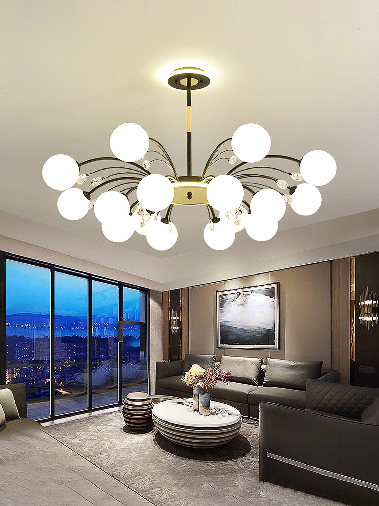 Elegant Glass Raindrop Chandelier Lighting Fixture - Modern Crystal Ceiling Light for Dining Room, Living Room, Bedroom & Entryway