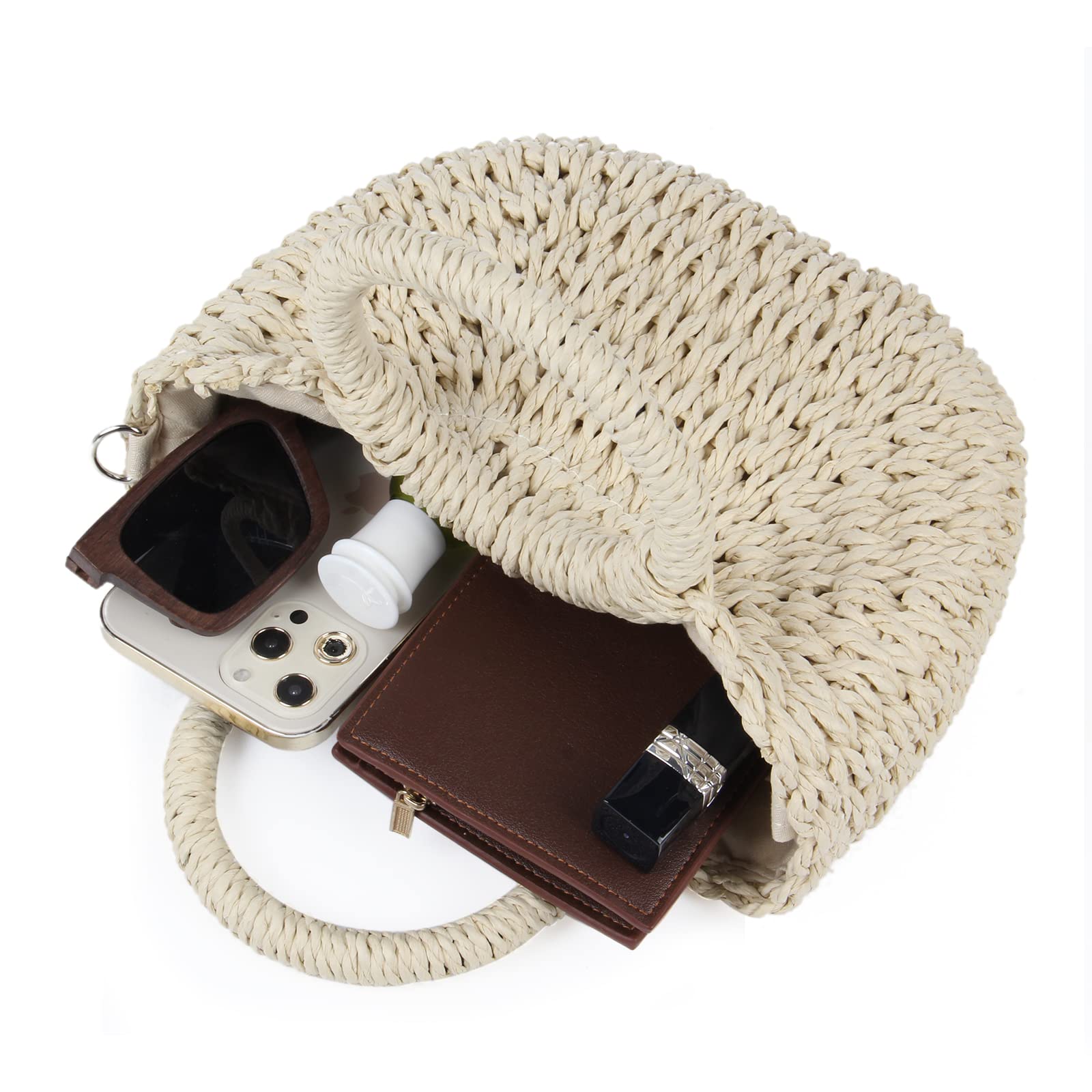 Stylish Woven Straw Tote Bag for Women - Summer Beach Crossbody Purse with Top Handle - Perfect for Vacation, Picnic, and Outdoor Activities