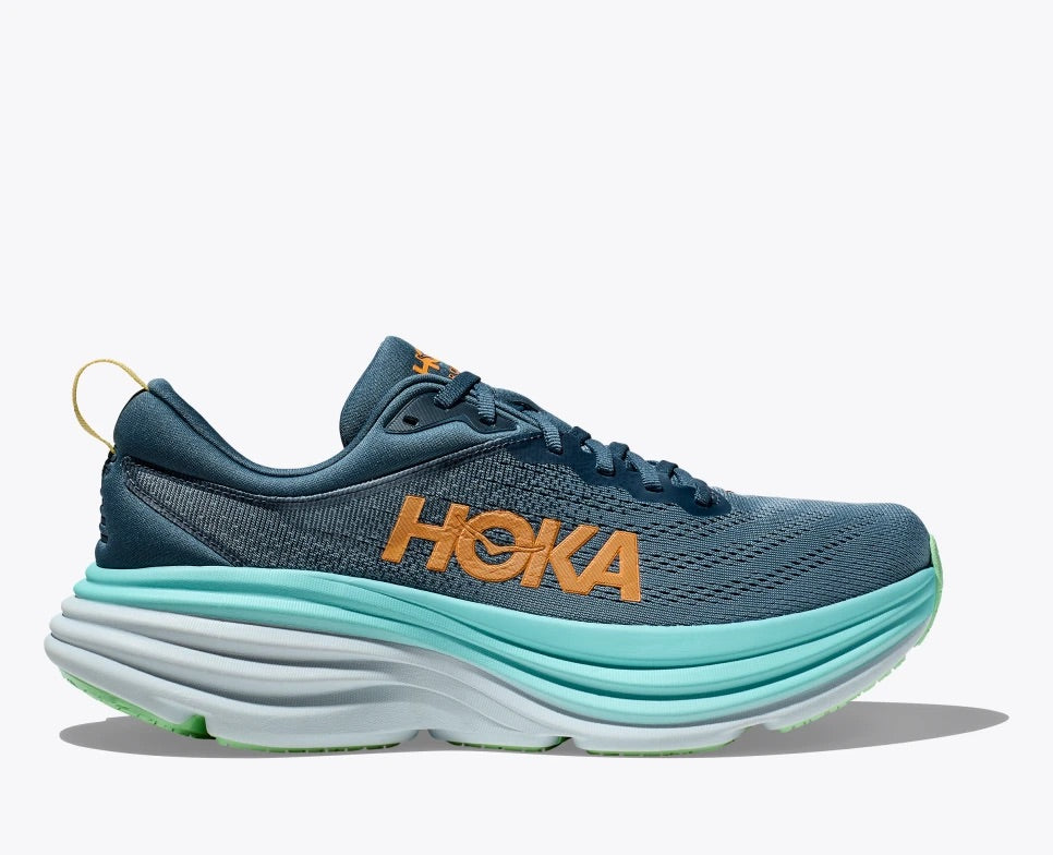 HOKA Men's Bondi 8 Wide Running Shoes - Real Teal/Shadow - Cushioned Road Running Sneakers for Men - Perfect for Long Distance Running, Jogging & Daily Wear