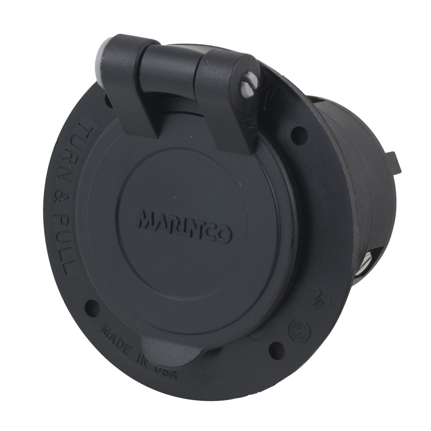 Marinco CS6375FL 30 Amp 125/250V Power Inlet Box with Flanged Outlet - Heavy Duty Weatherproof Electrical Connector for RV, Boat, and Marine Use
